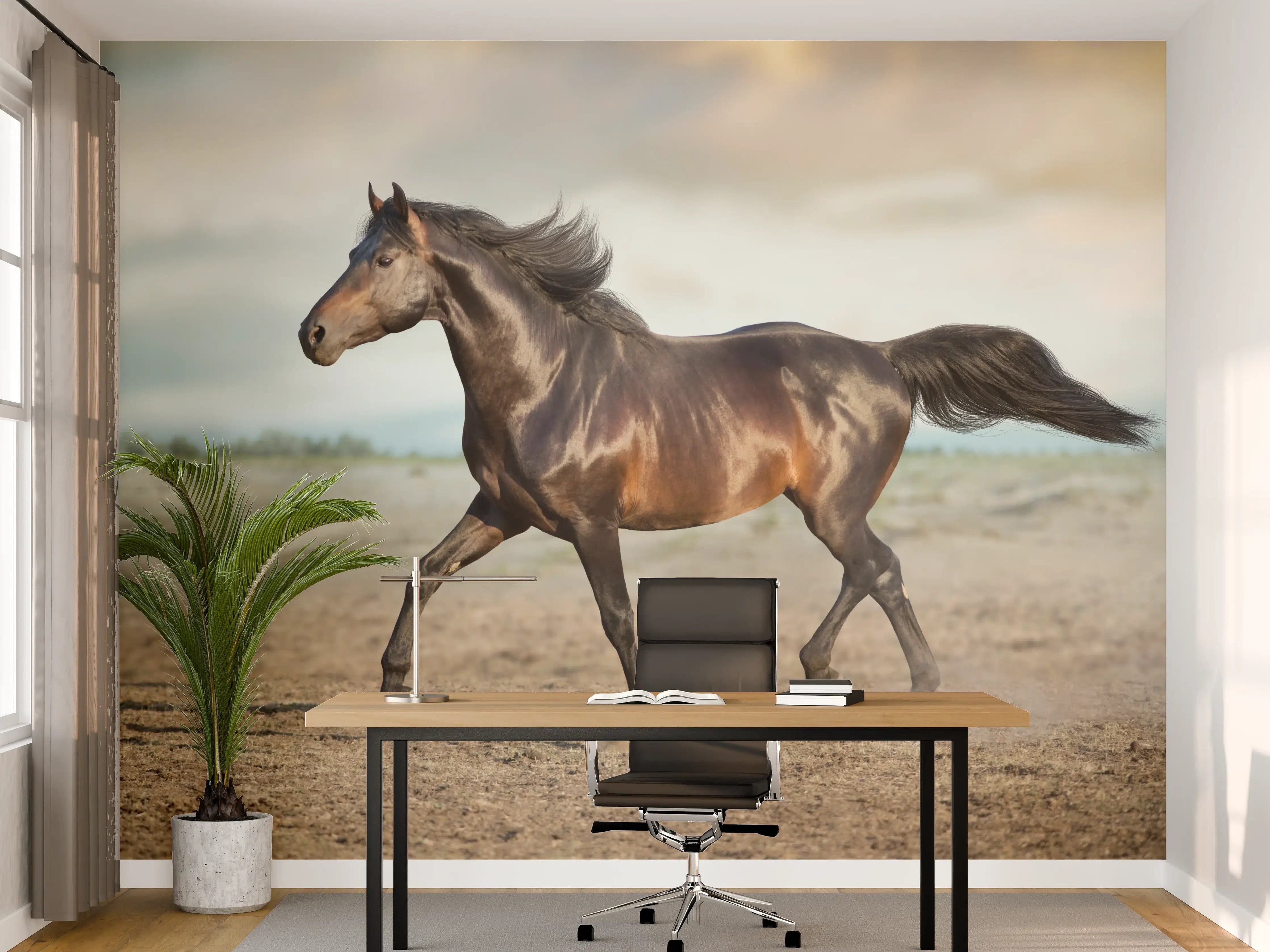 Büro Wandgestaltung - Pferd frei in der Wüste