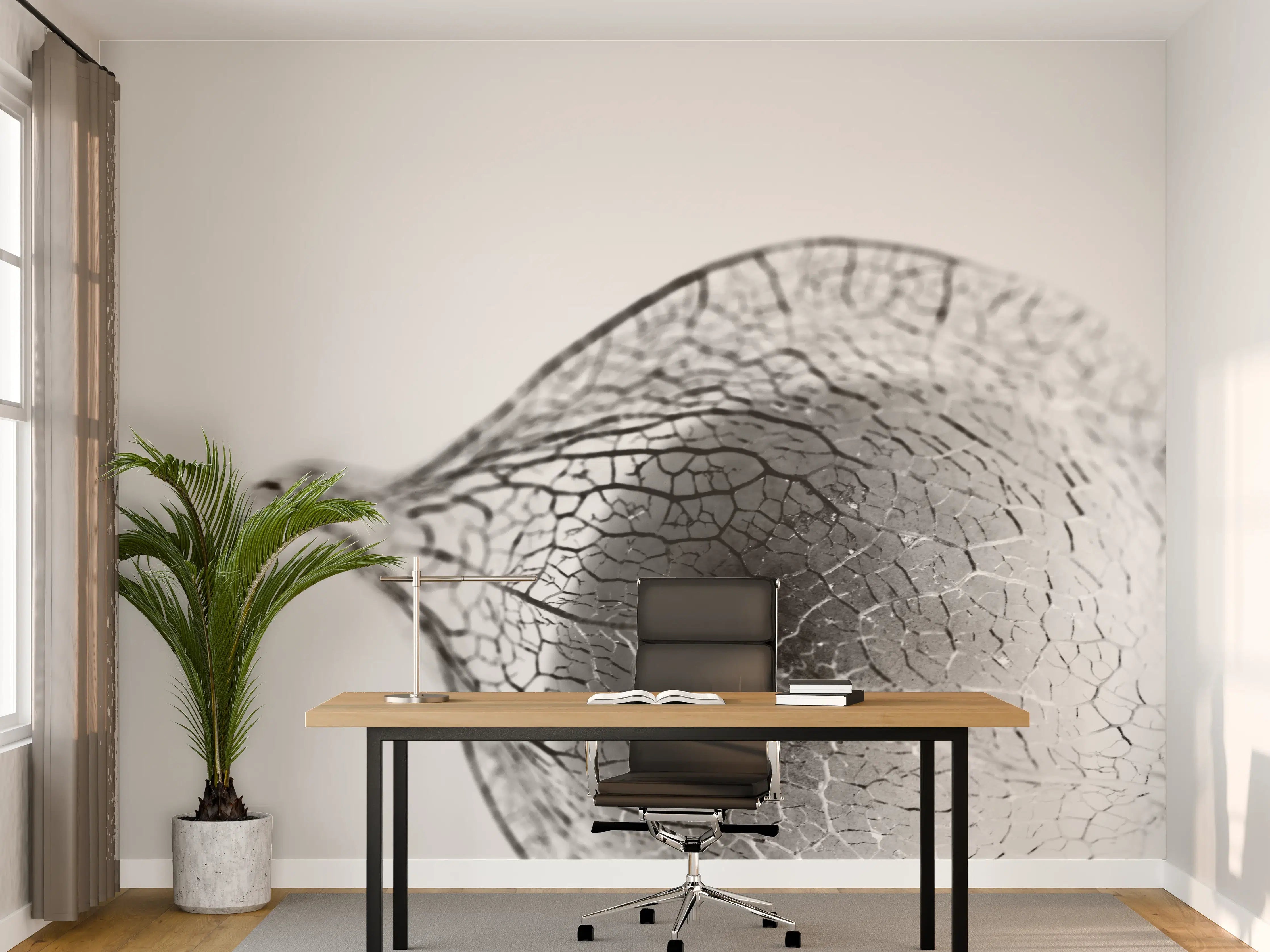 Büro Wandgestaltung - Pflanzliche Detailaufnahme Schwarz-Weiß
