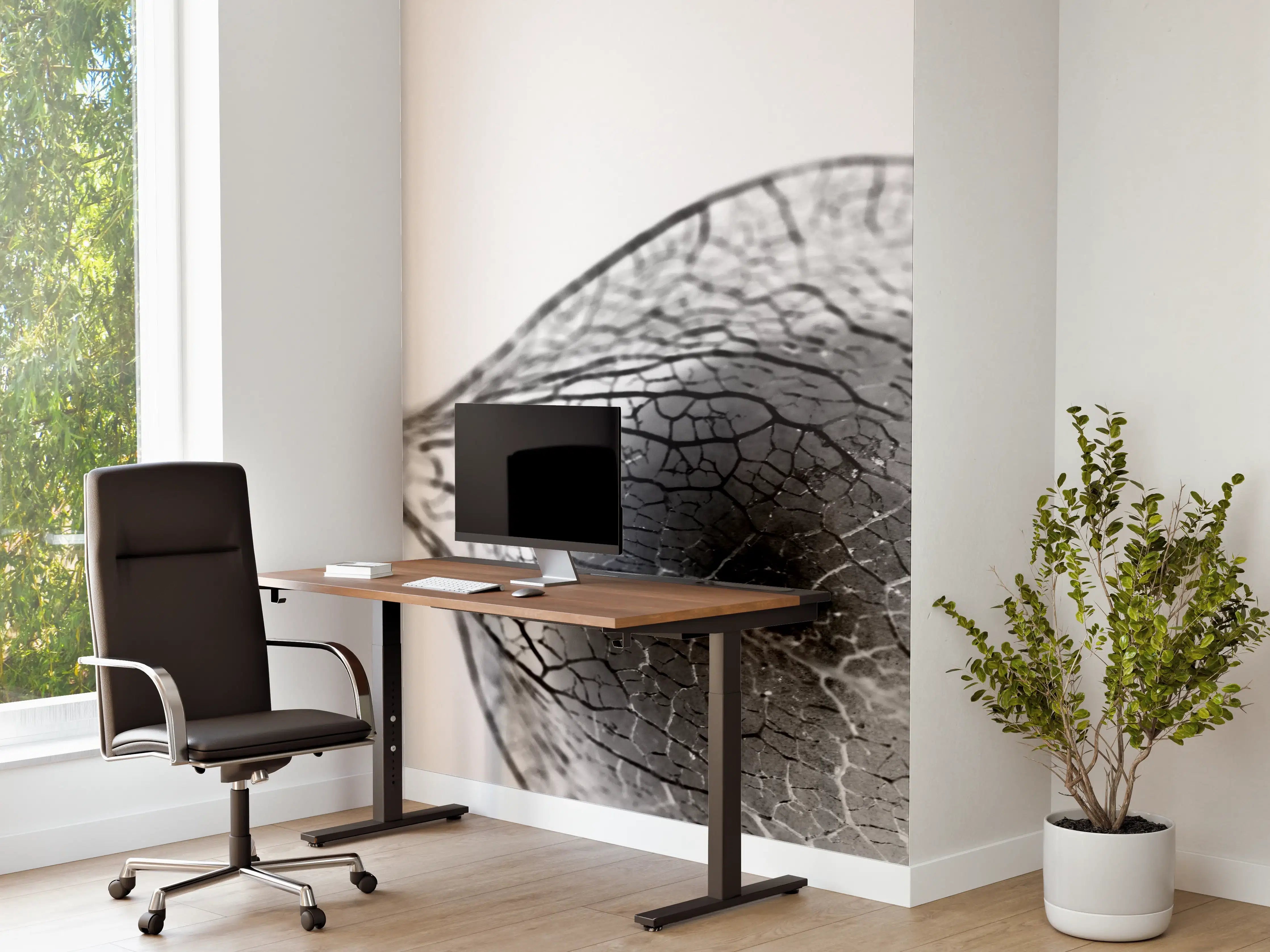 Büro Wandgestaltung - Pflanzliche Detailaufnahme Schwarz-Weiß