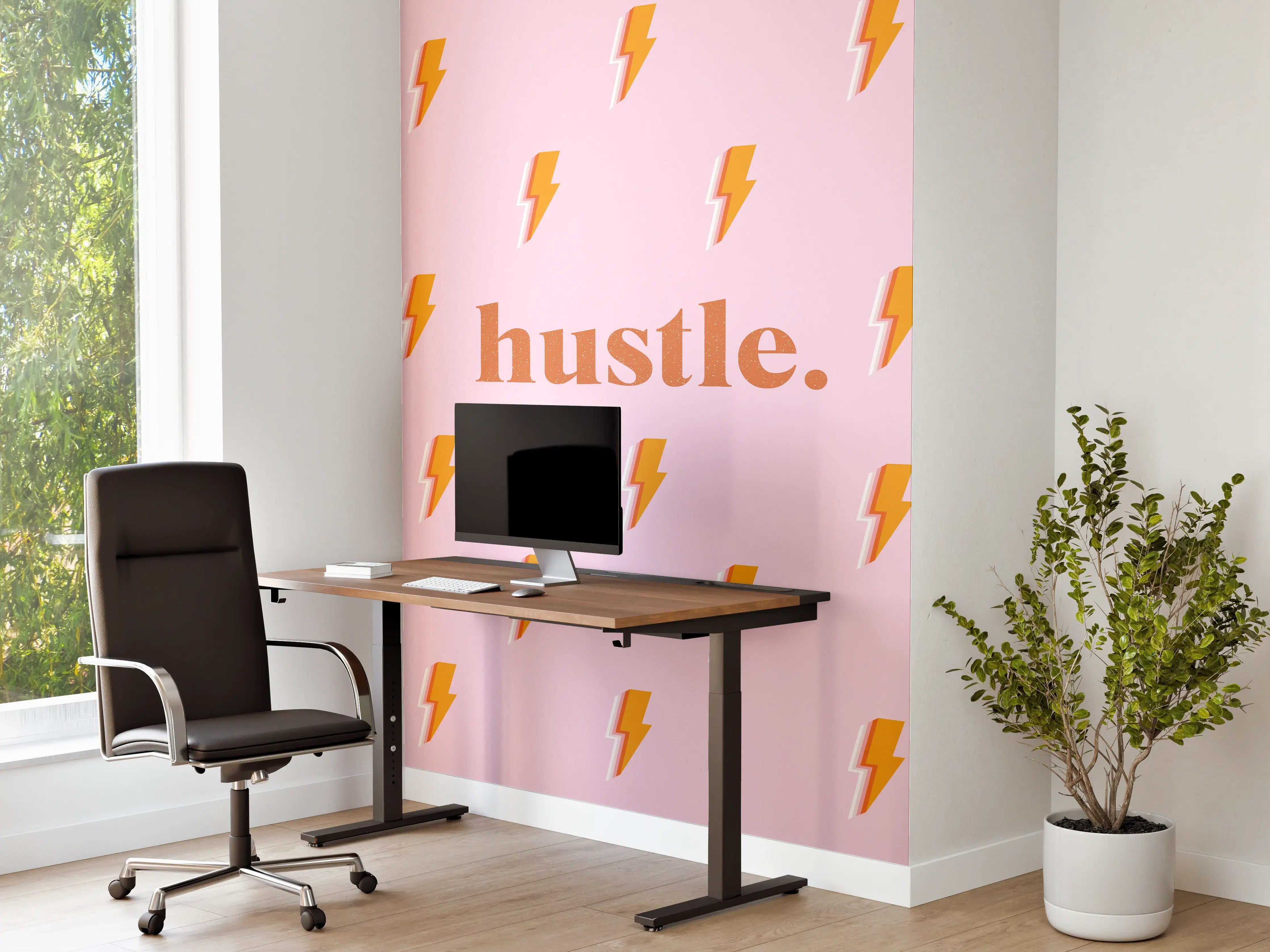 Büro Wandgestaltung - Pink-Orange Blitz-Muster Poster