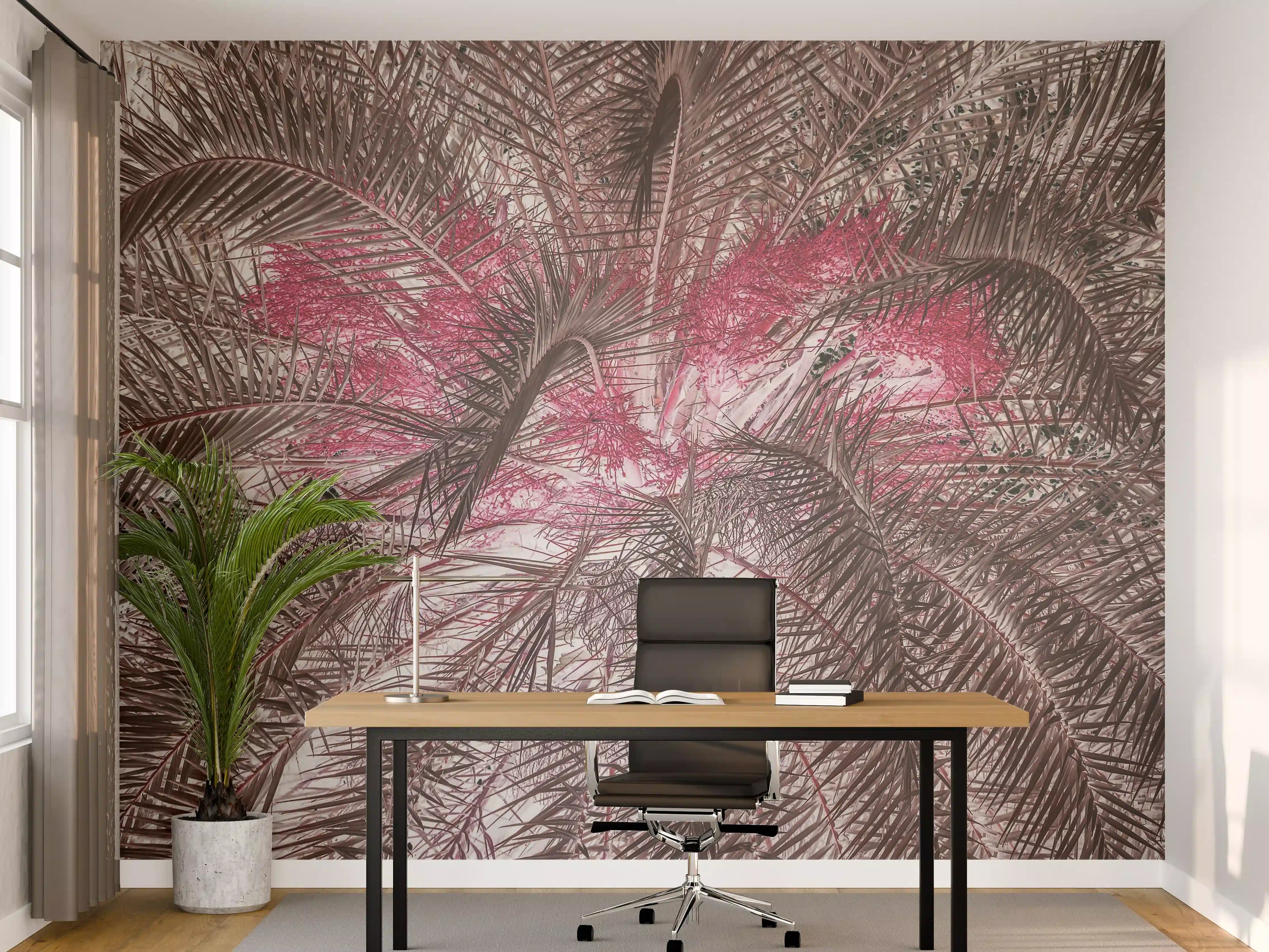 Büro Wandgestaltung - Pink-Purple Palm Leaf Texture