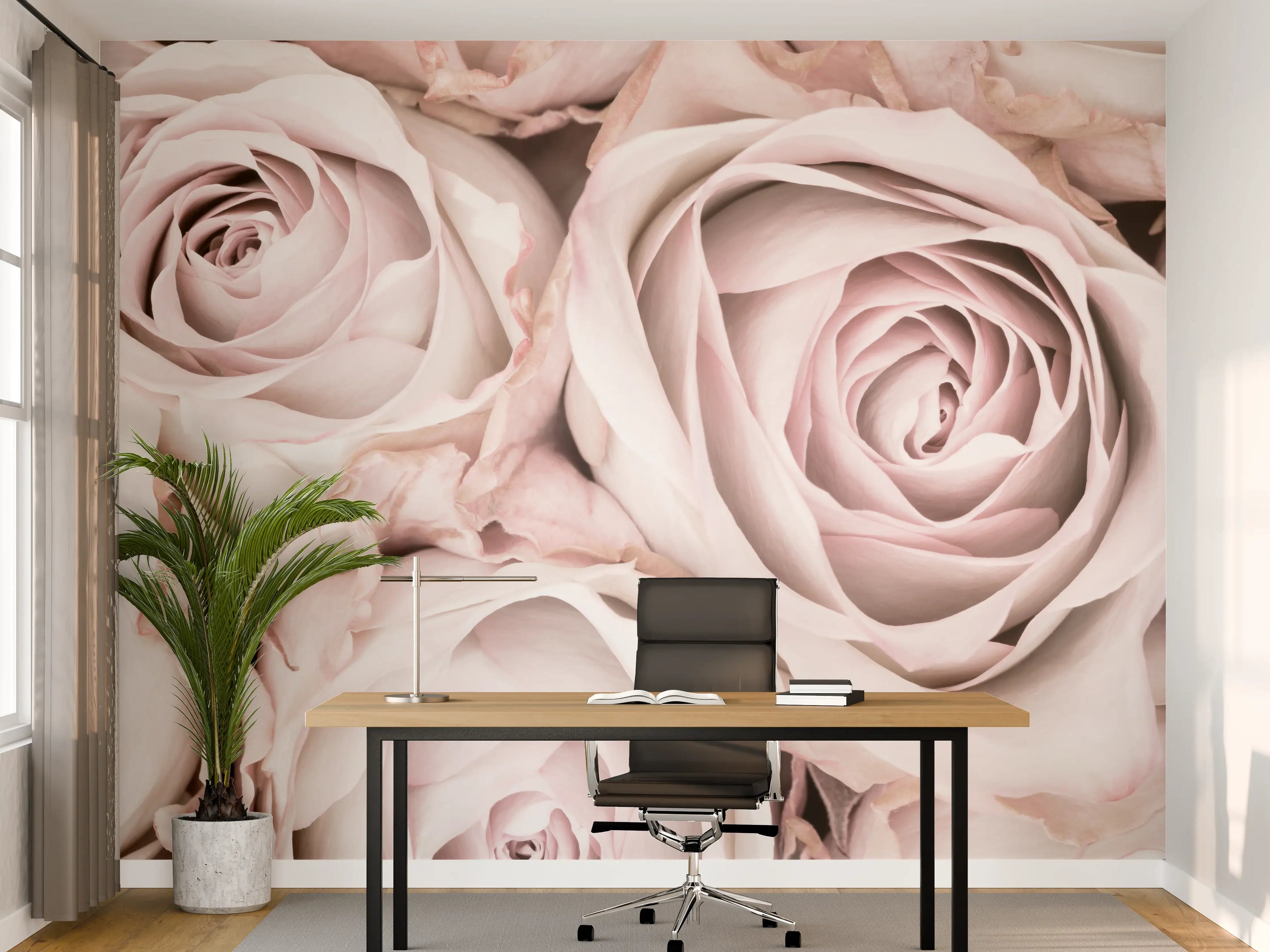 Büro Wandgestaltung - Pinke Rosen - Floral