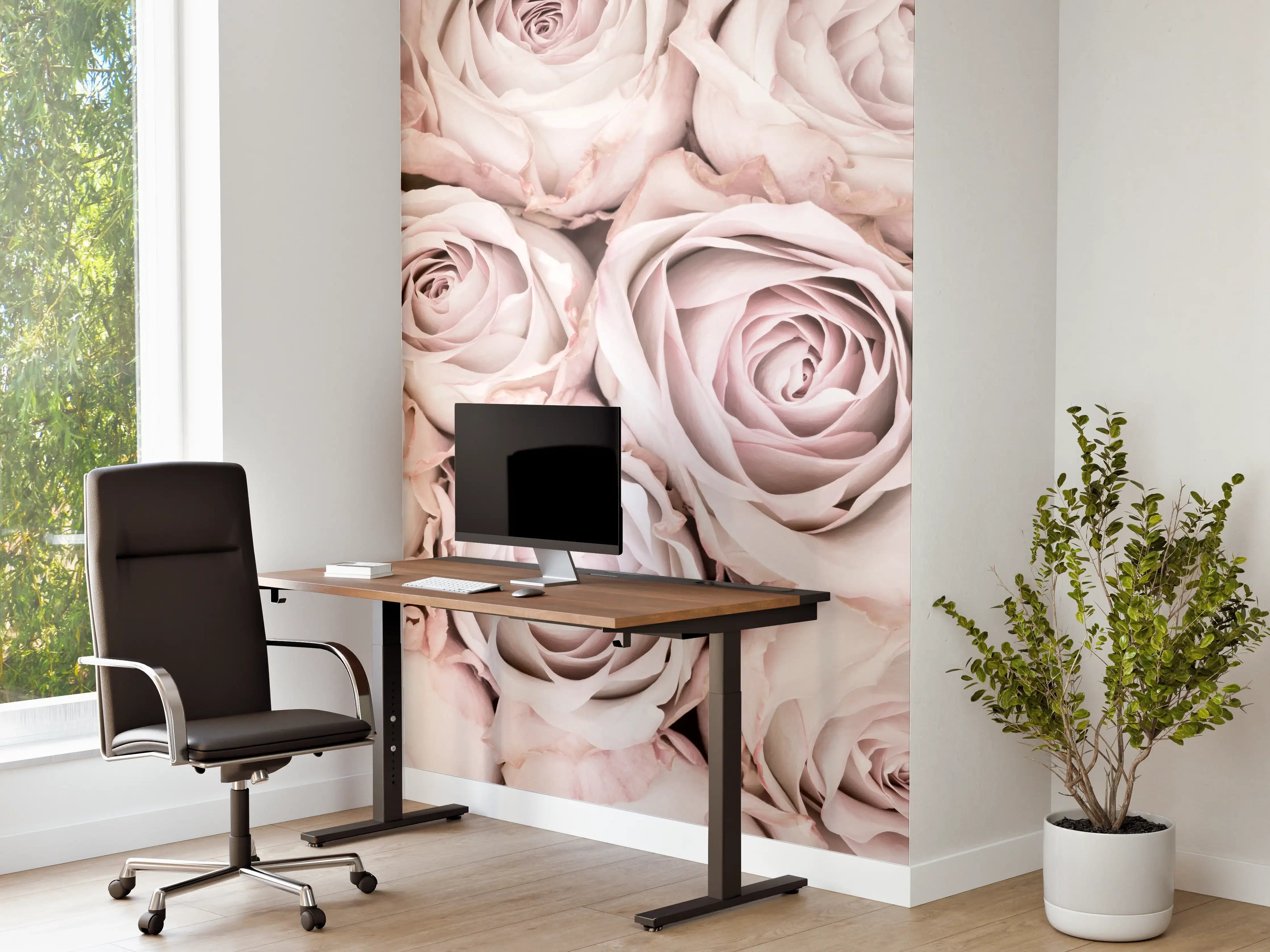 Büro Wandgestaltung - Pinke Rosen - Floral