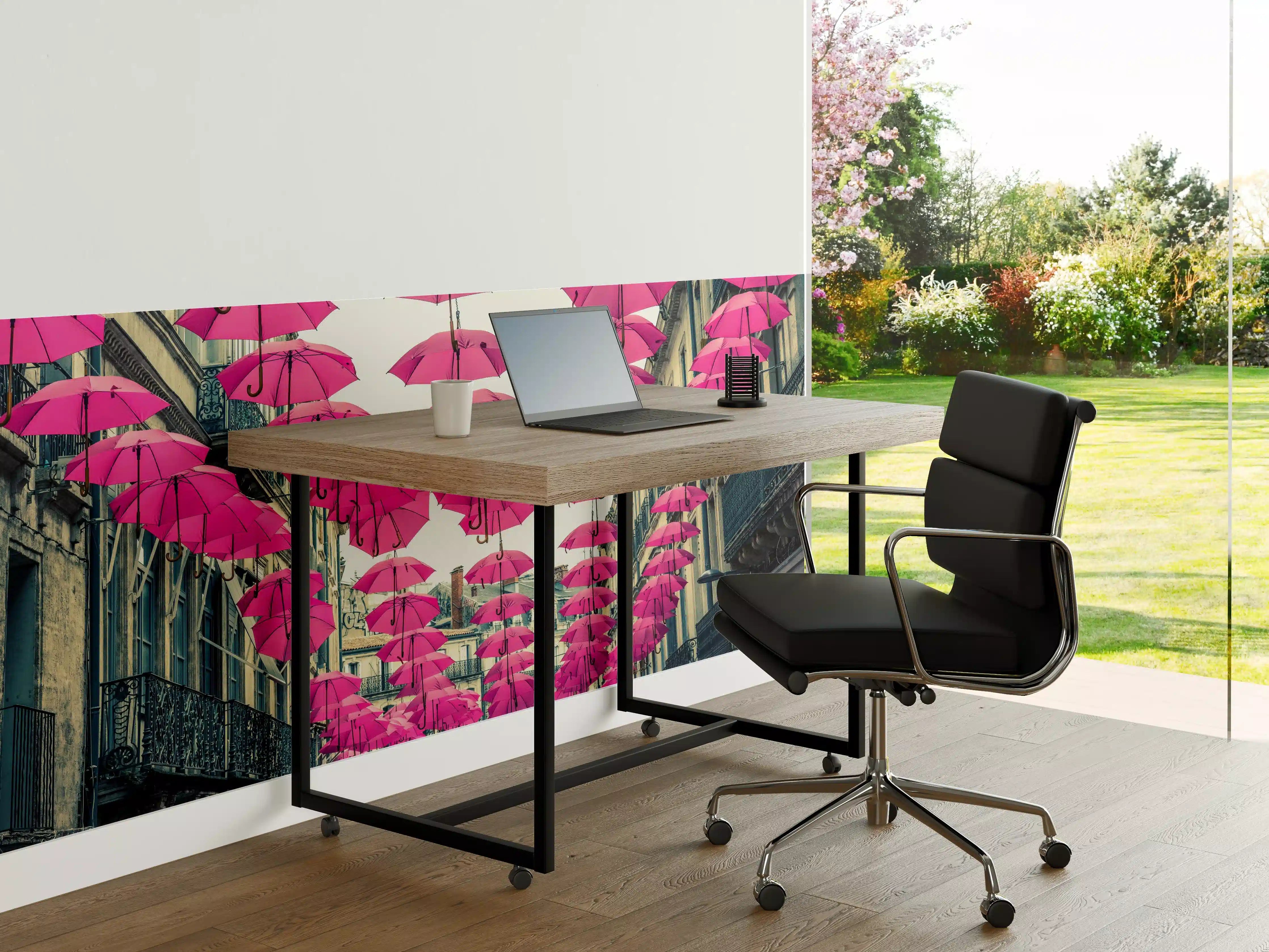 Büro Wandgestaltung - Pinke Schirme Straßendekoration