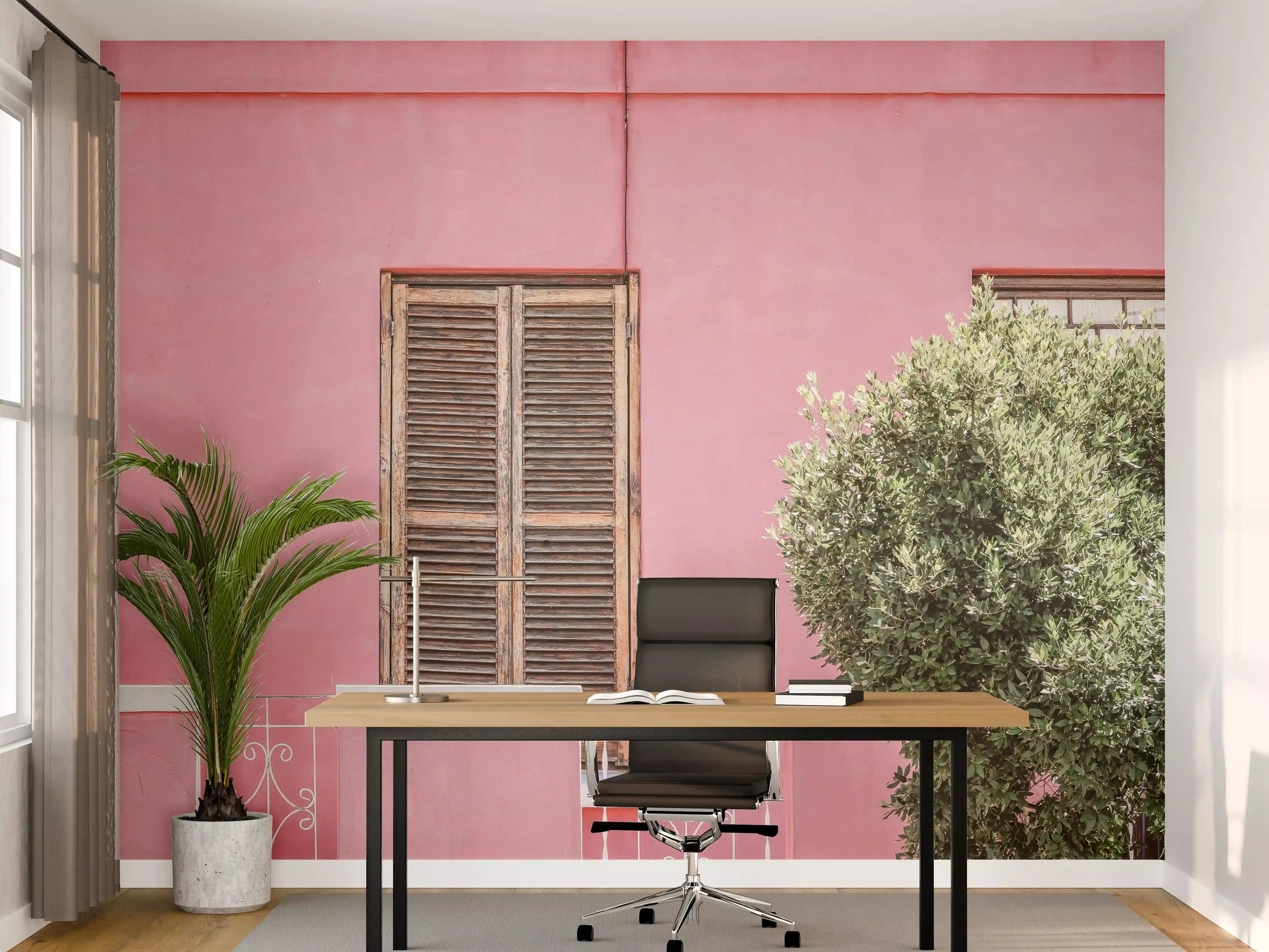 Büro Wandgestaltung - Pinkfarbene Hausfassade Urban