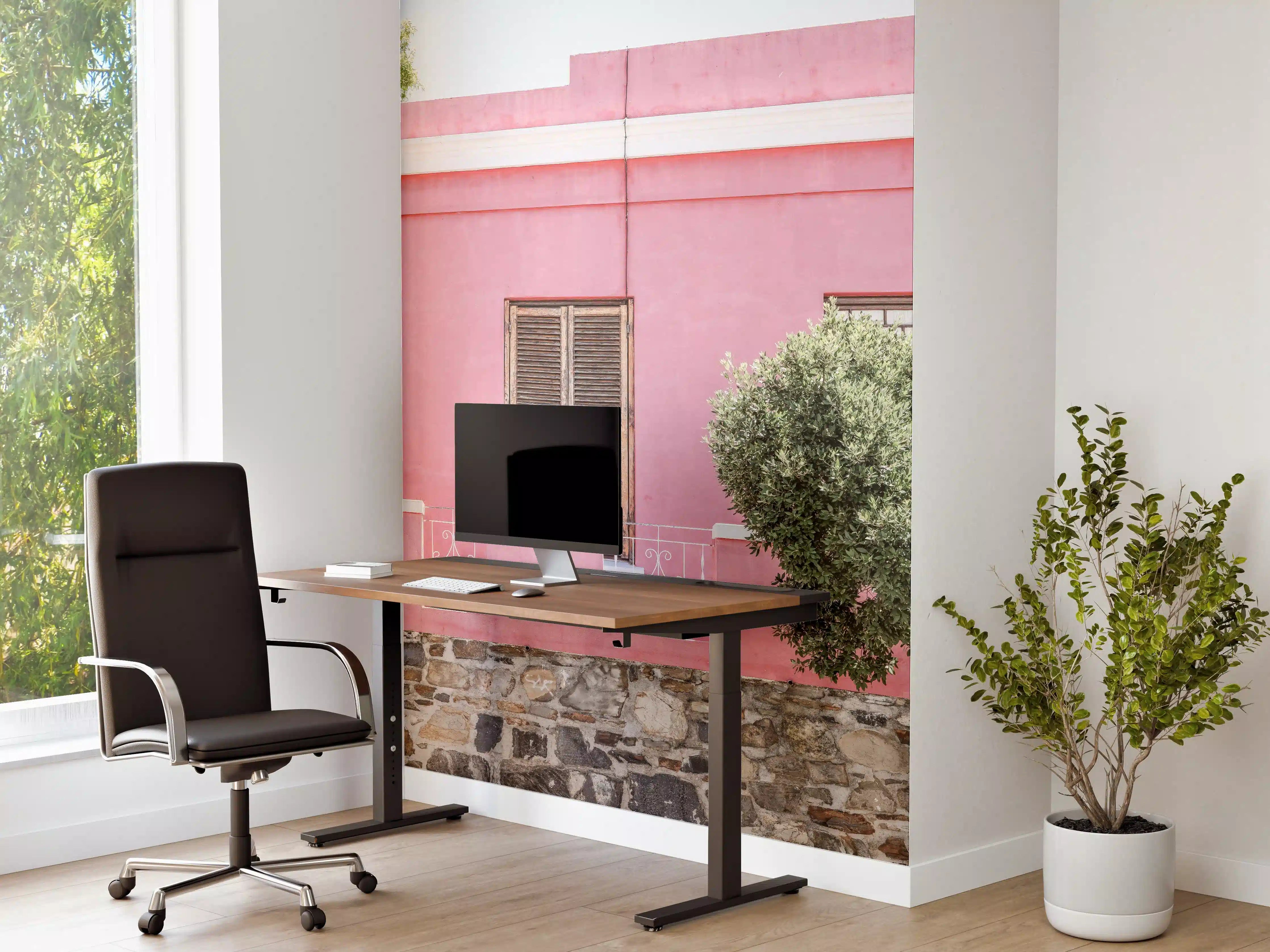 Büro Wandgestaltung - Pinkfarbene Hausfassade Urban