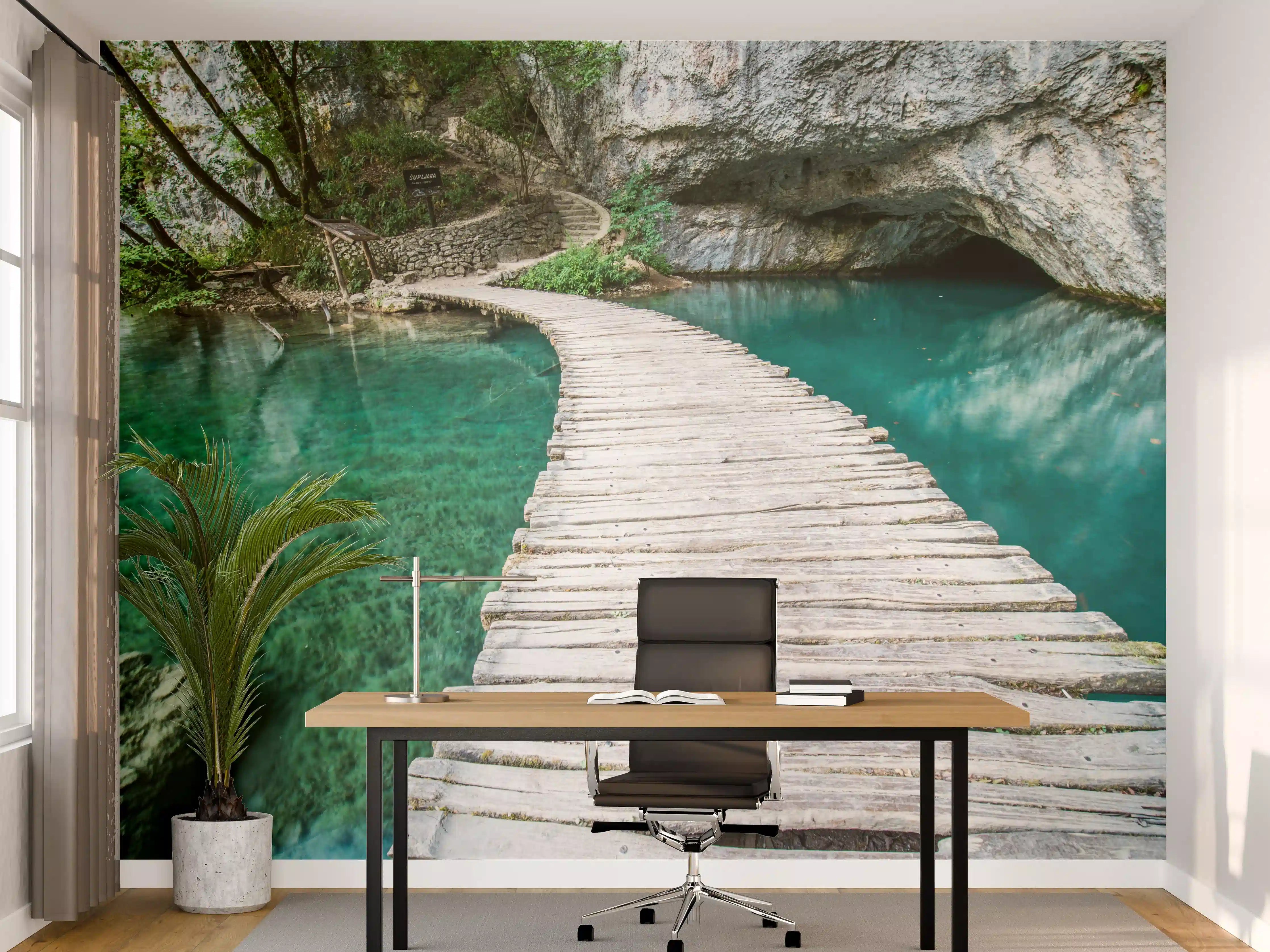 Büro Wandgestaltung - Plitvicer Brücke in Kroatien