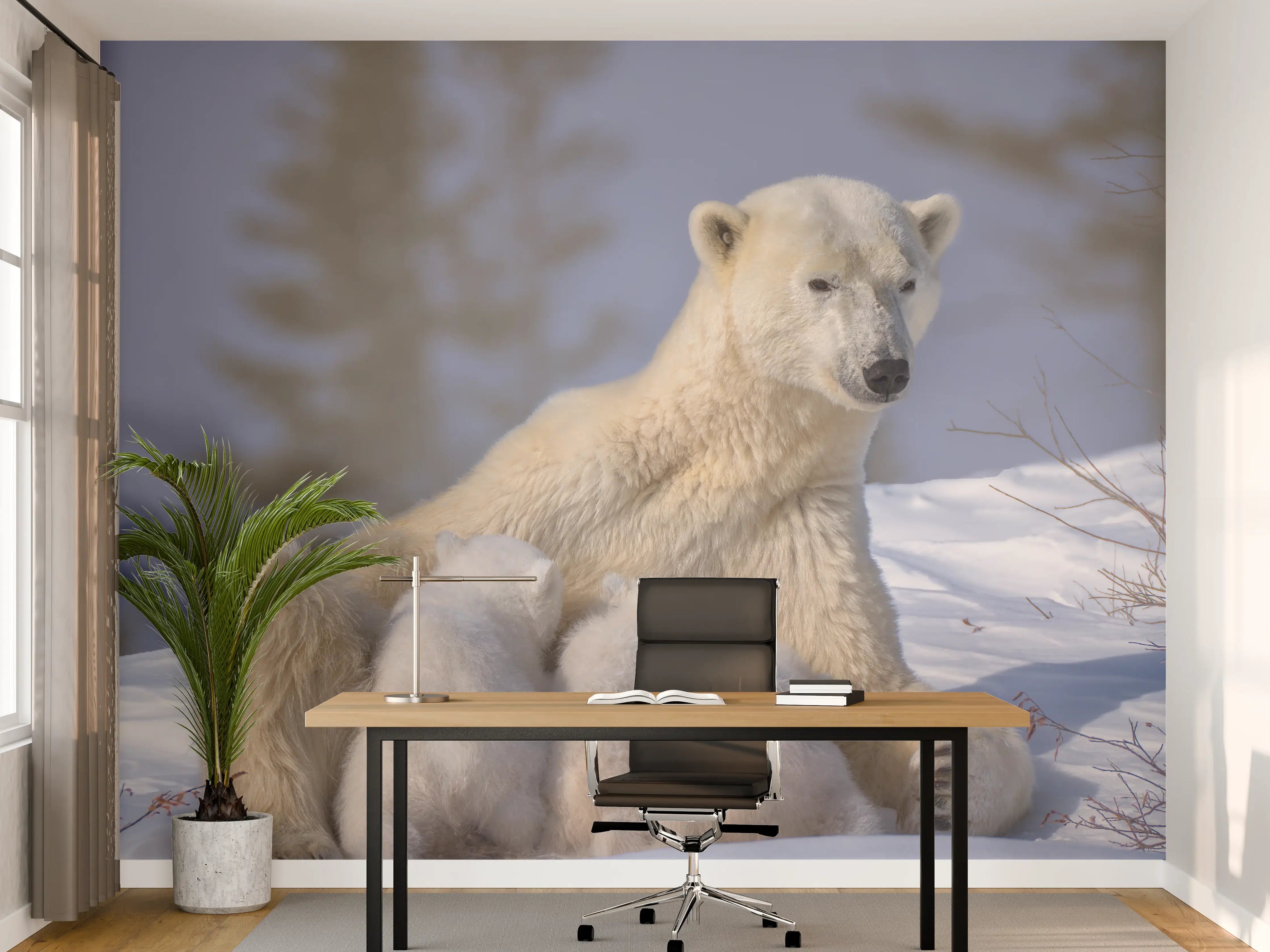 Büro Wandgestaltung - Polarbären Familie im Schnee