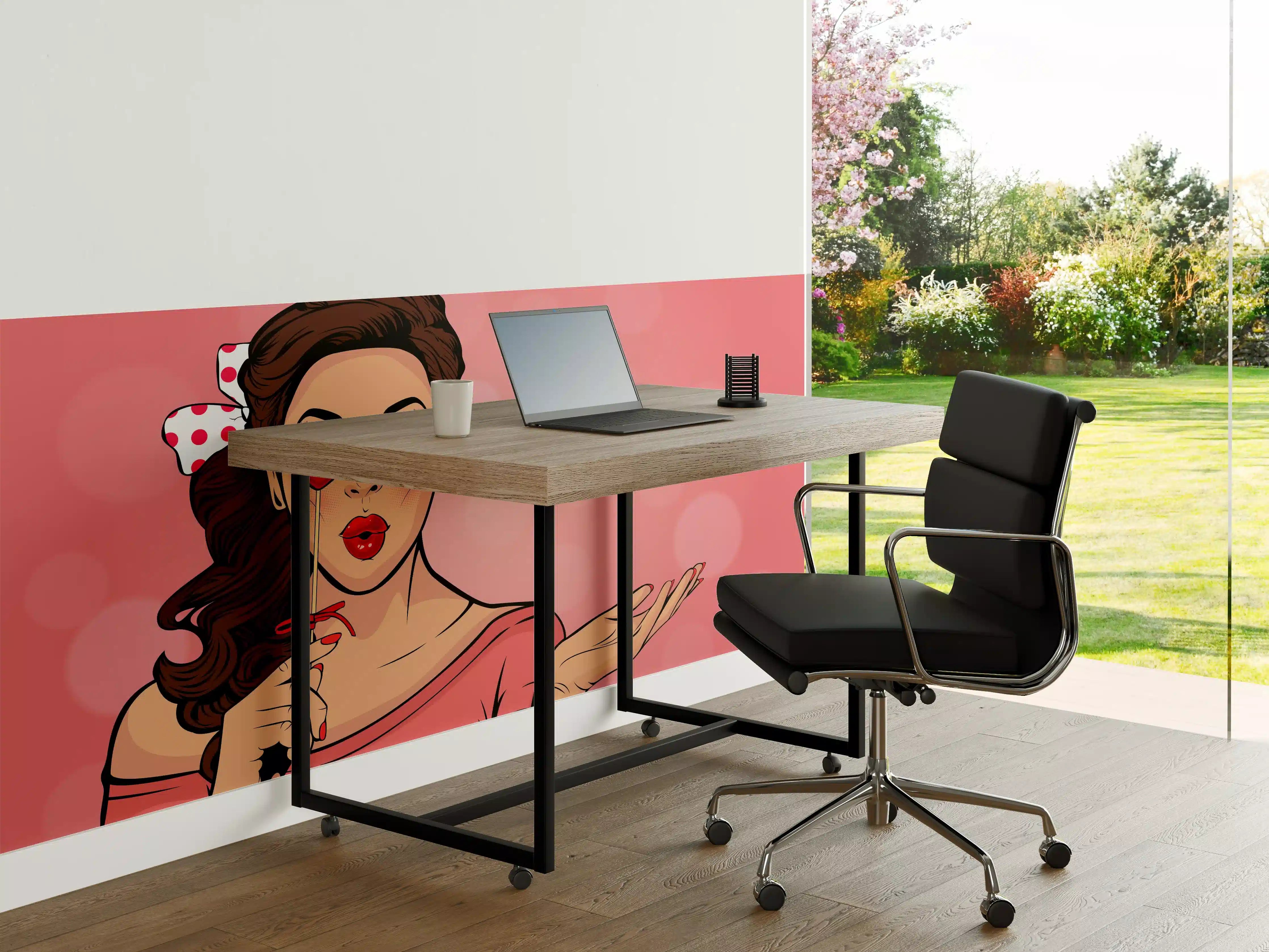 Büro Wandgestaltung - Pop-Art-Lady-mit-Herz-Lolly
