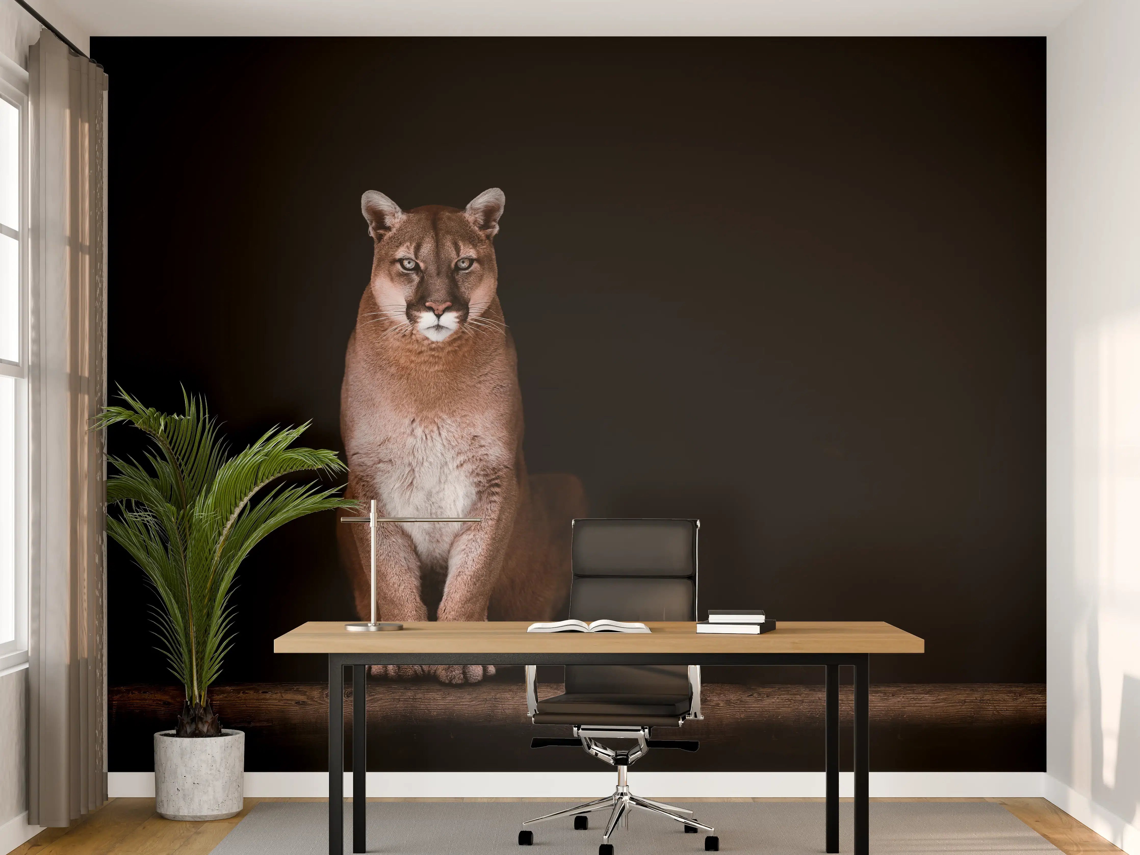 Büro Wandgestaltung - Porträt des schönen Pumas