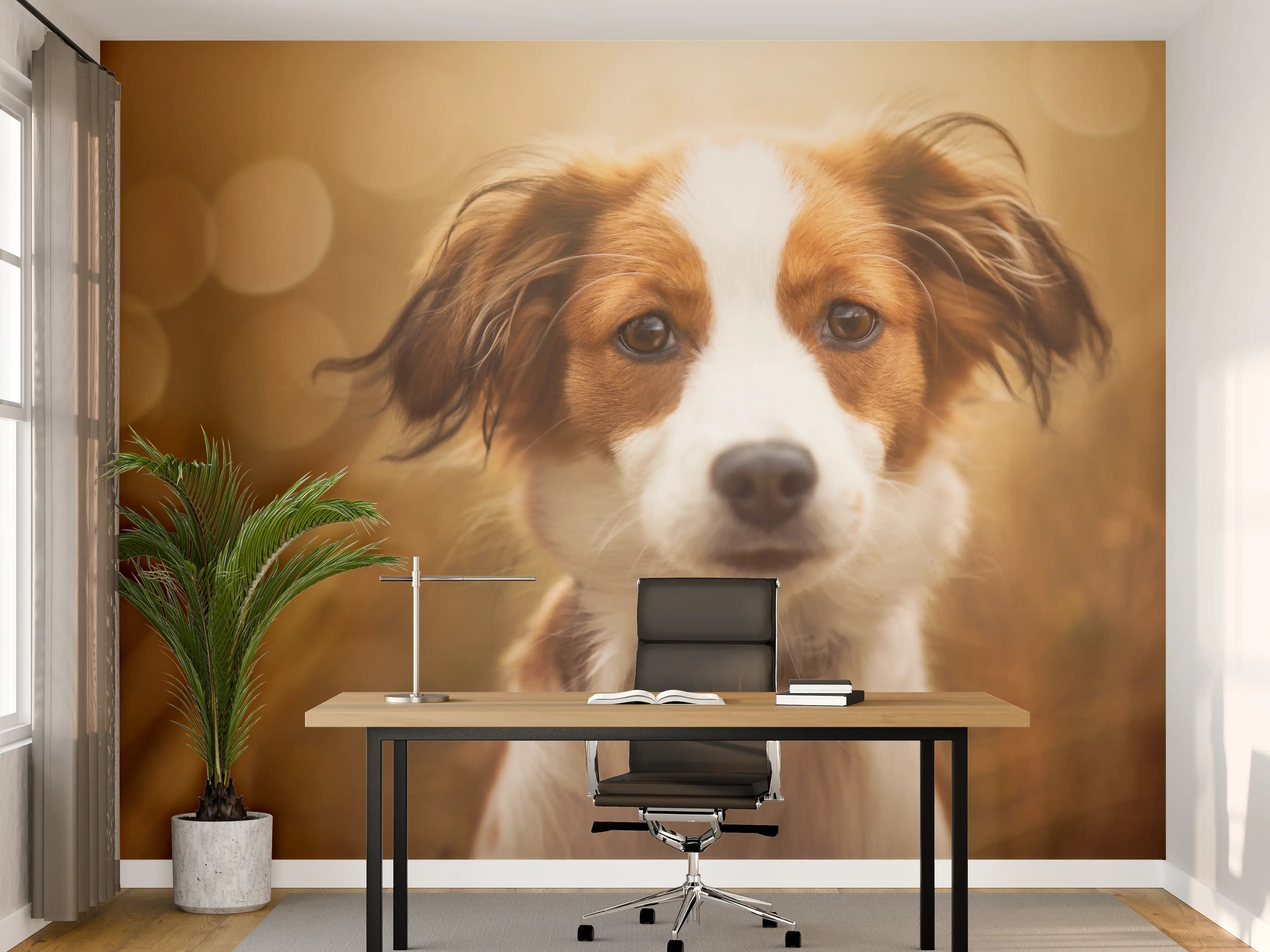 Büro Wandgestaltung - Portrait eines süßen Kooiker Hundes
