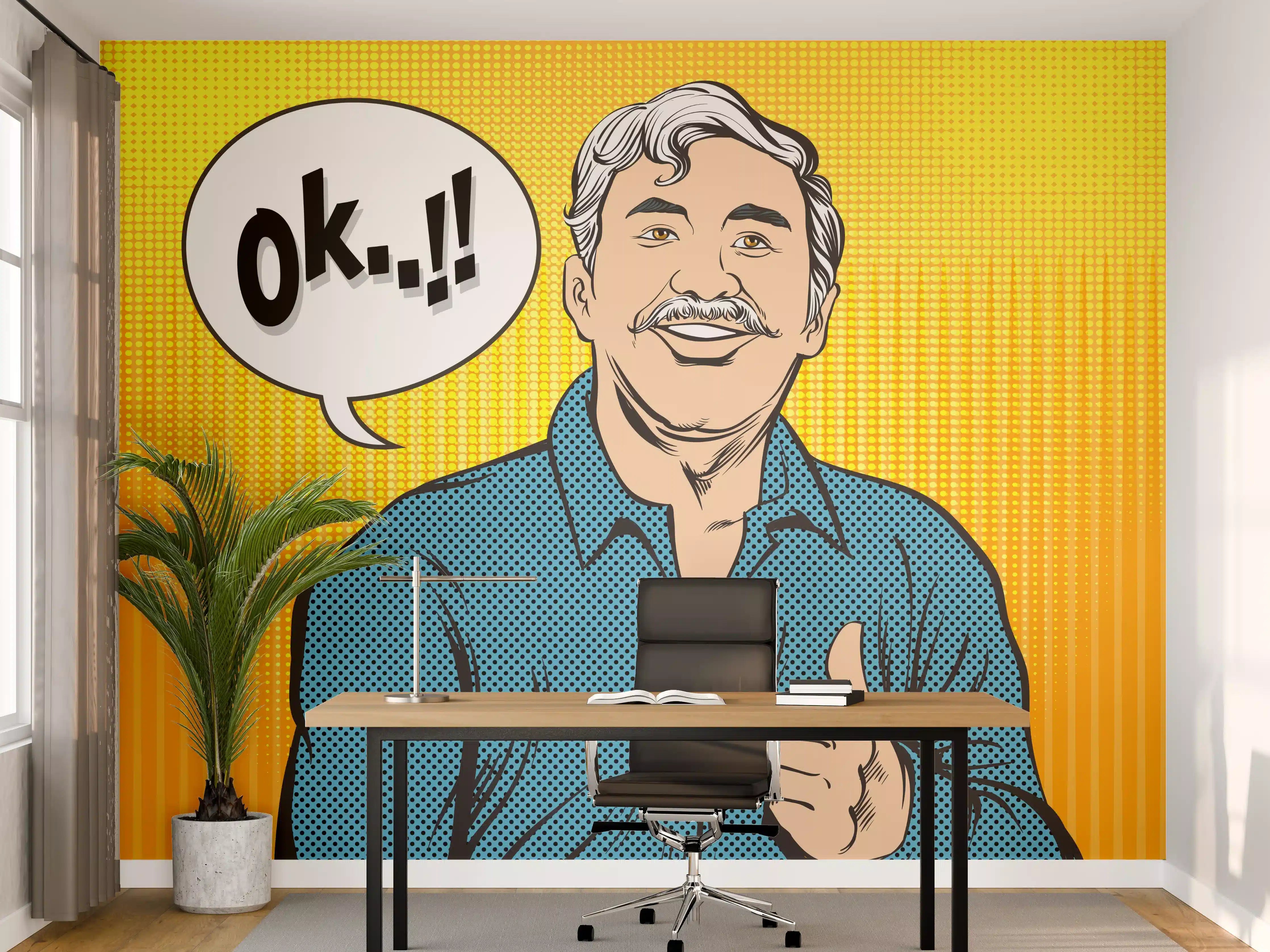 Büro Wandgestaltung - Positiver Comic-Mann Daumen hoch