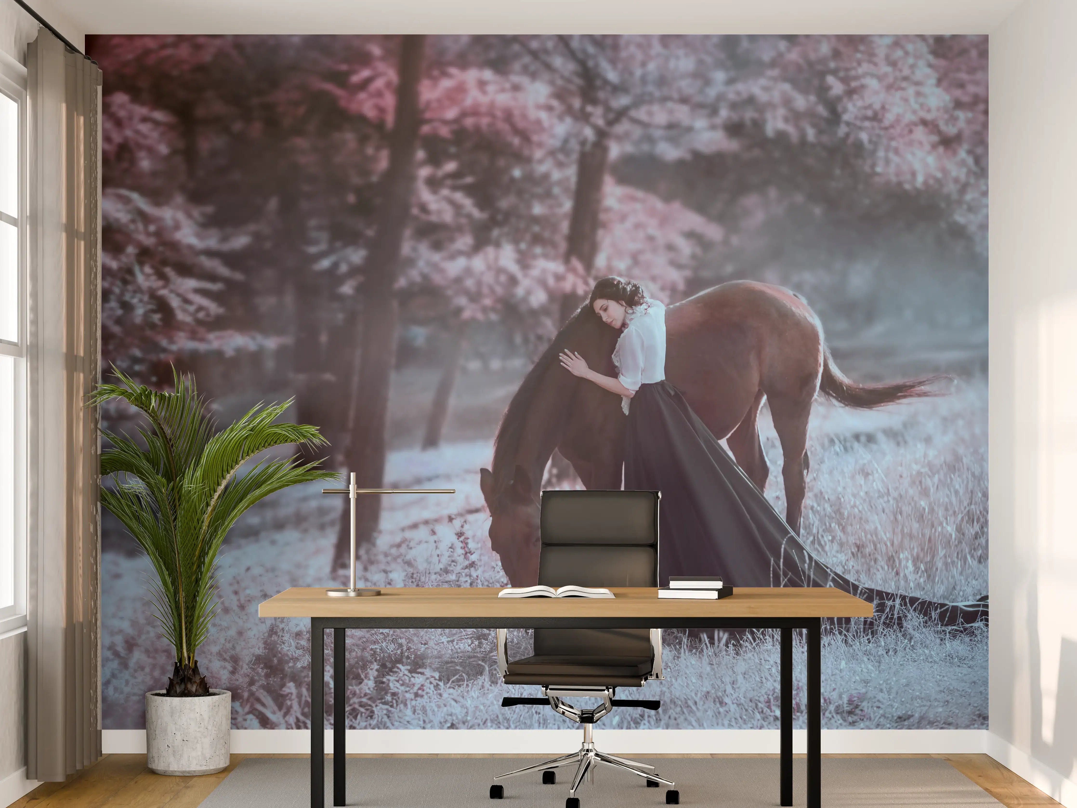 Büro Wandgestaltung - Prinzessin mit Pferd - Herbst