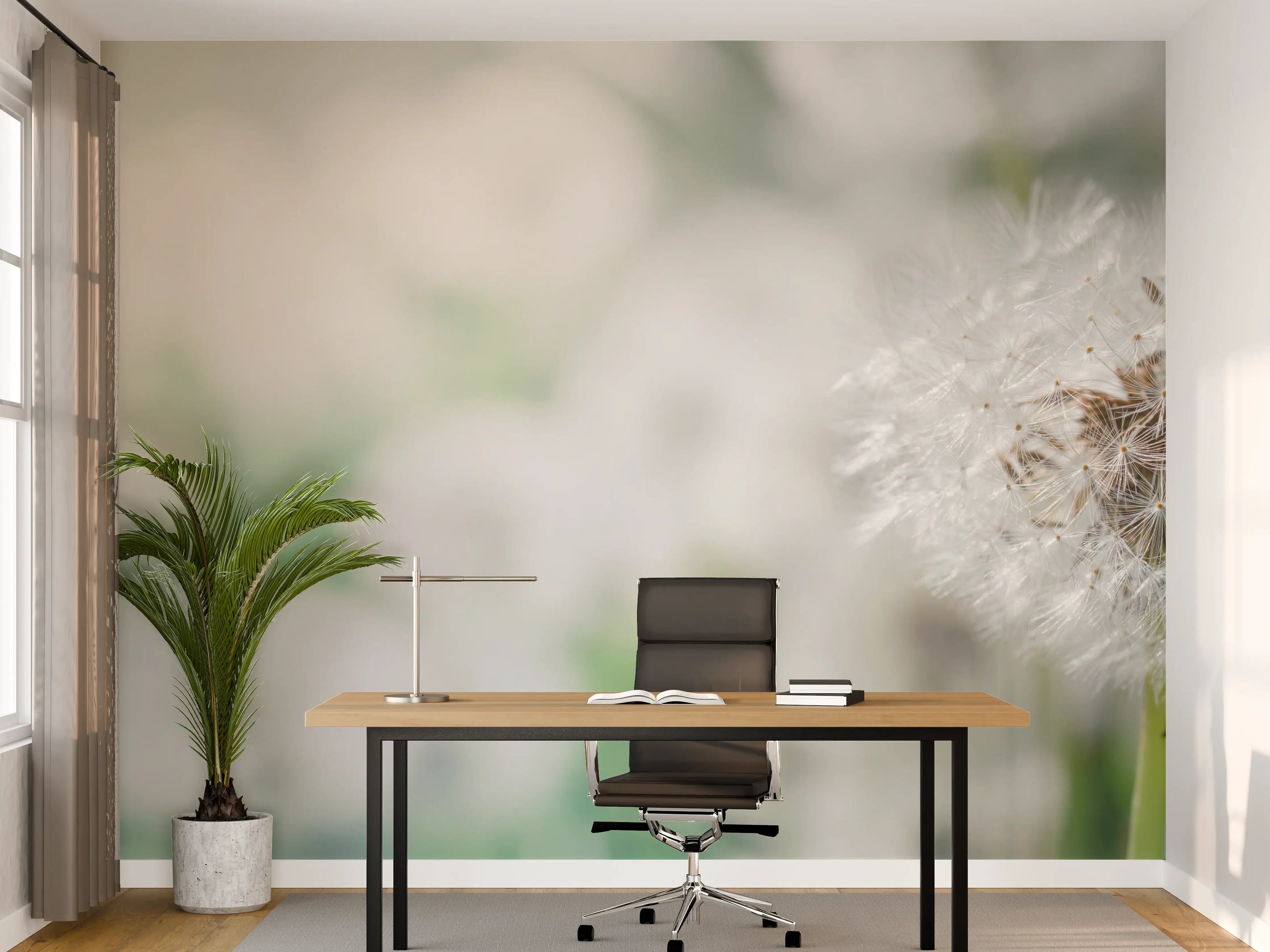 Büro Wandgestaltung - Pusteblume in Türkis-Weiß