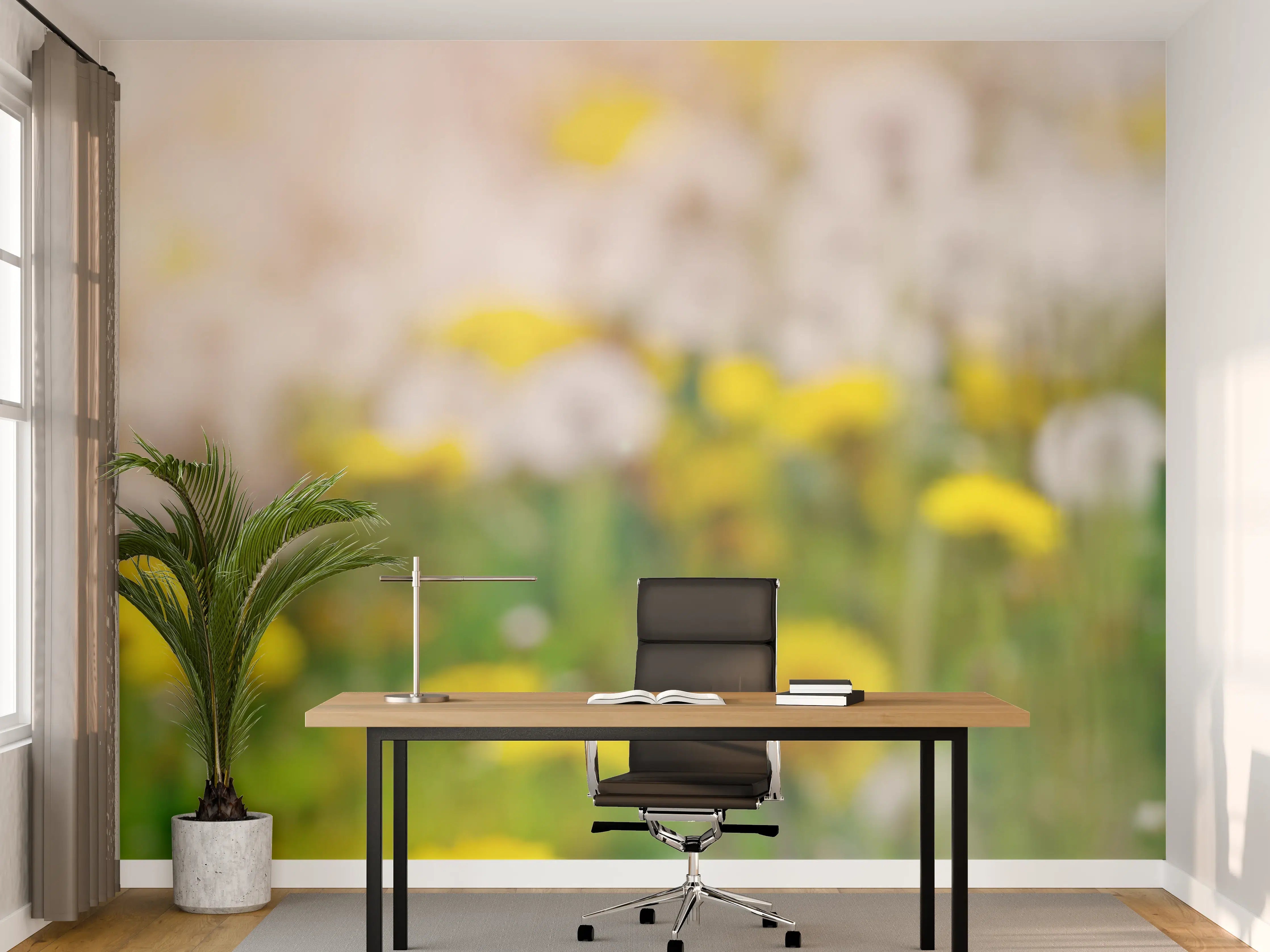 Büro Wandgestaltung - Pusteblumen-Wiese Gelb Weiß