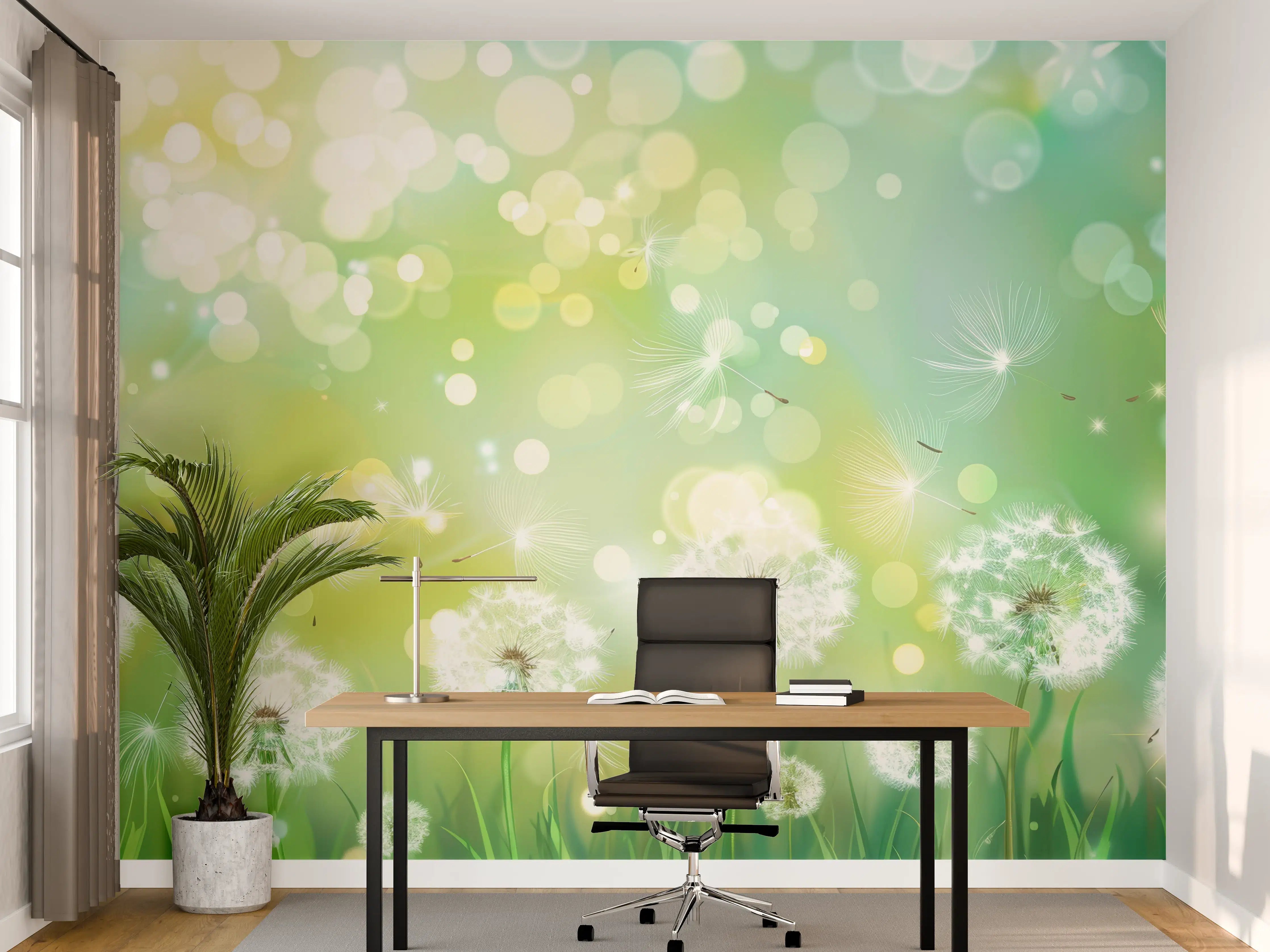 Büro Wandgestaltung - Pusteblumen im Frühlingsgrün