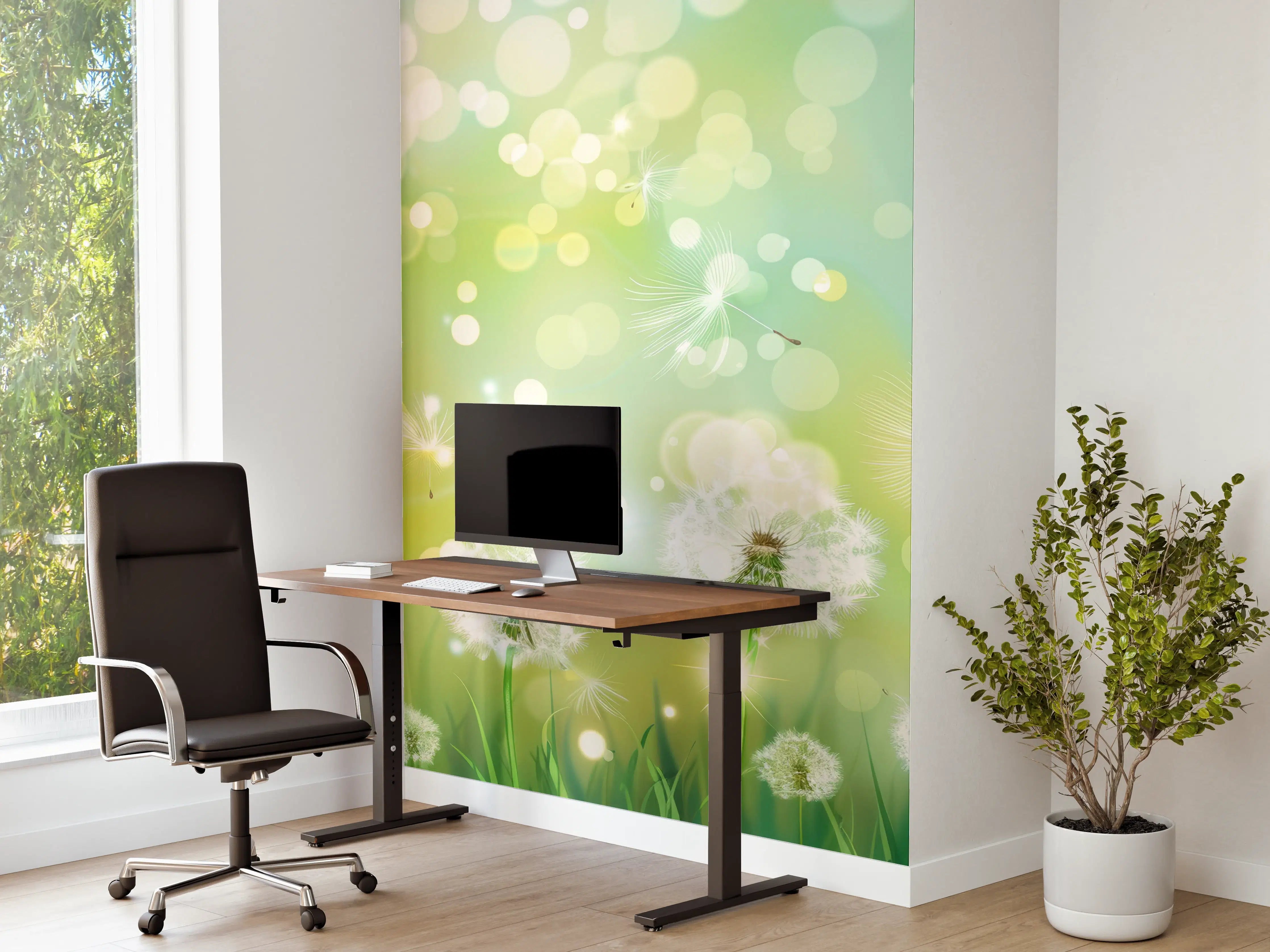 Büro Wandgestaltung - Pusteblumen im Frühlingsgrün