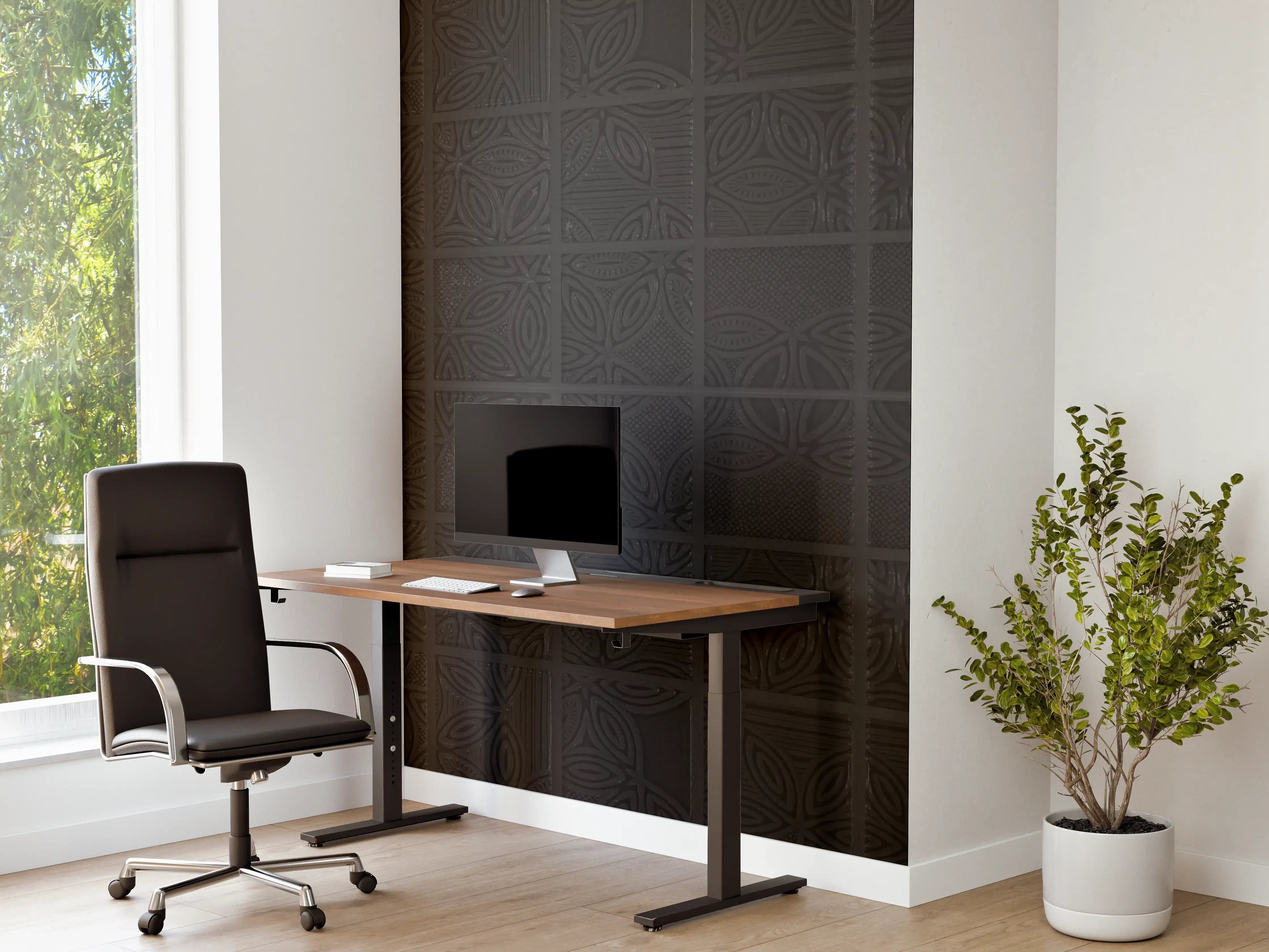 Büro Wandgestaltung - Quadratische schwarze Fliesen
