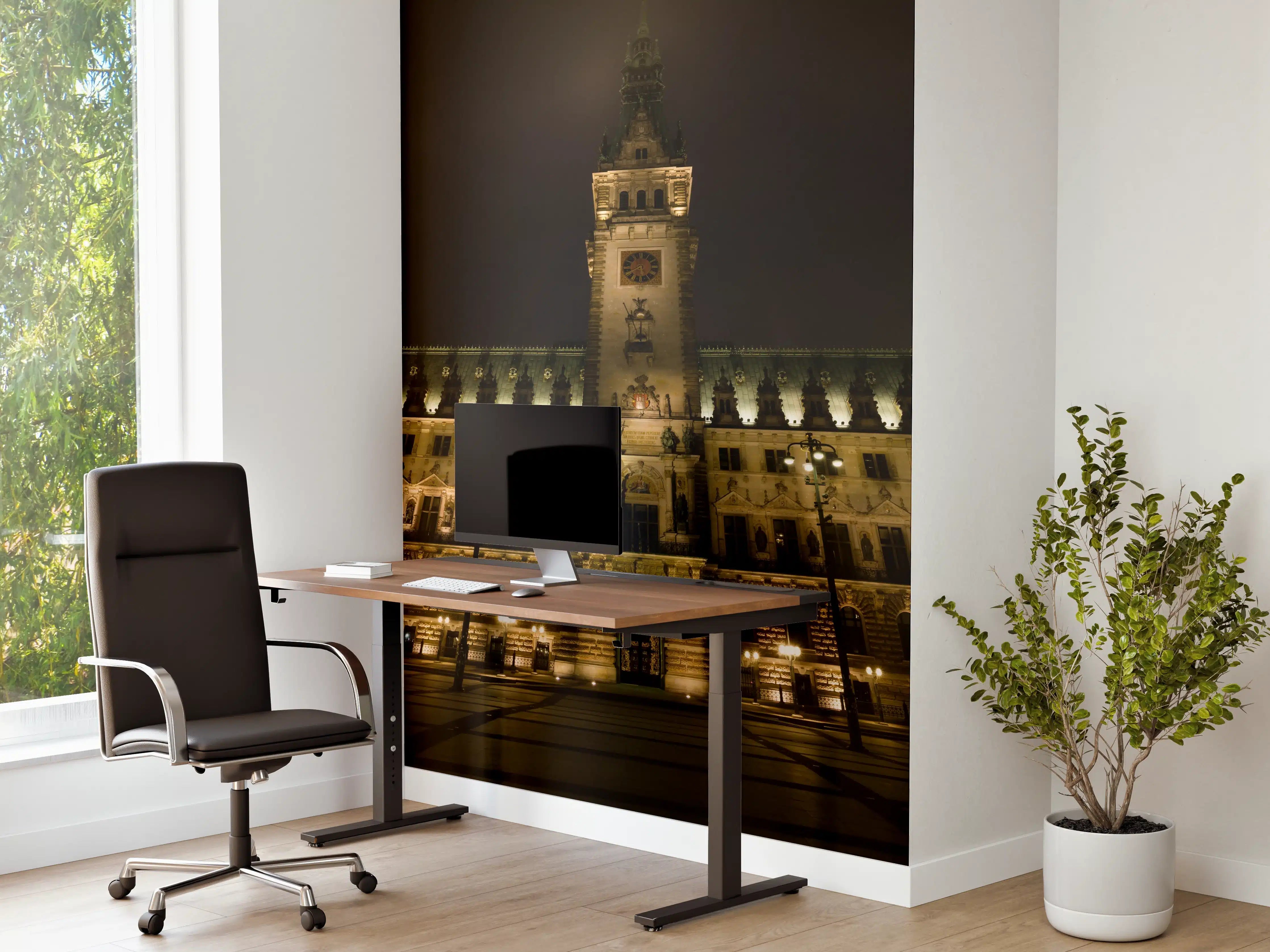 Büro Wandgestaltung - Rathaus Hamburg bei Nacht