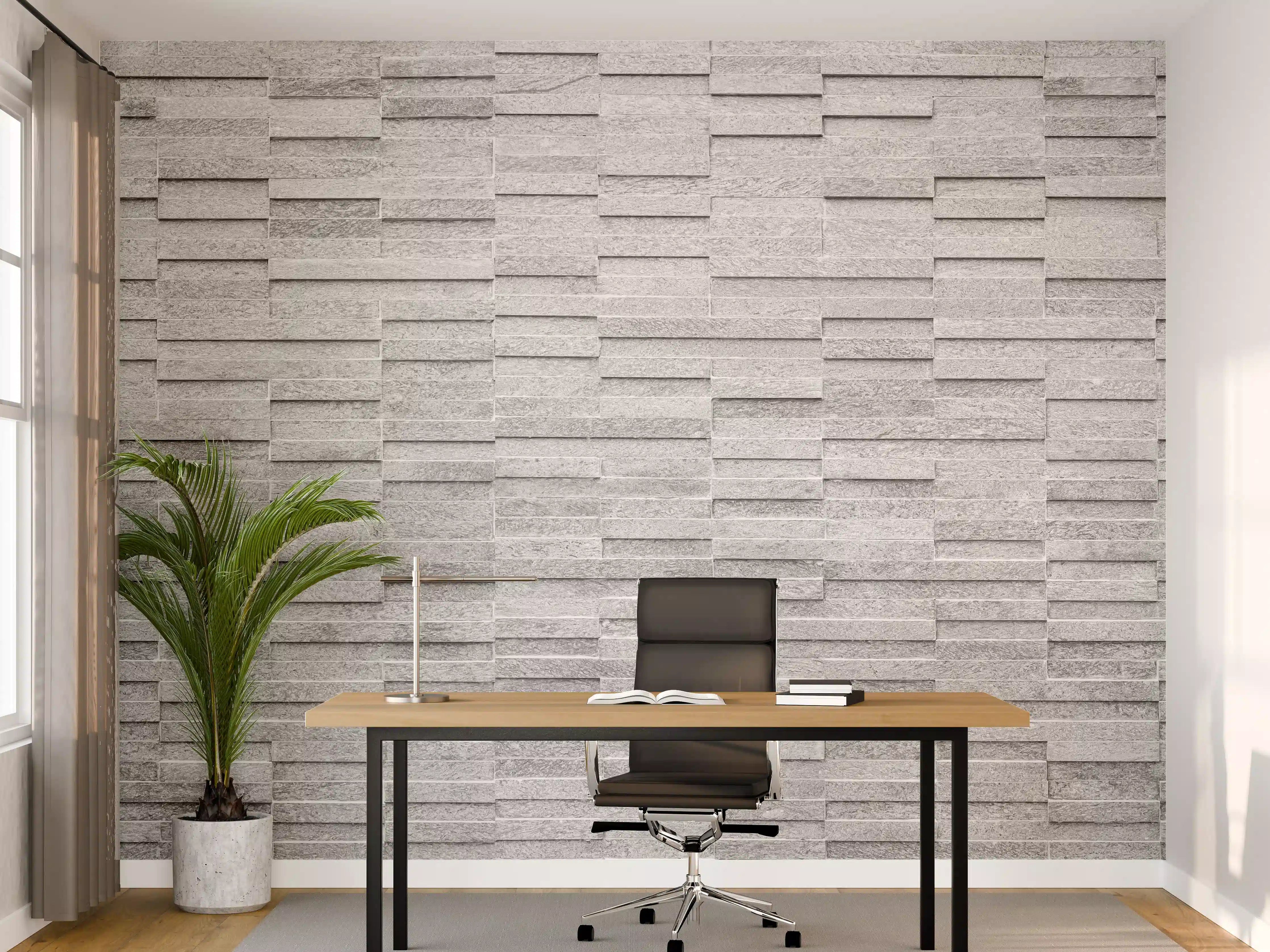 Büro Wandgestaltung - Rauer weißer Sandstein