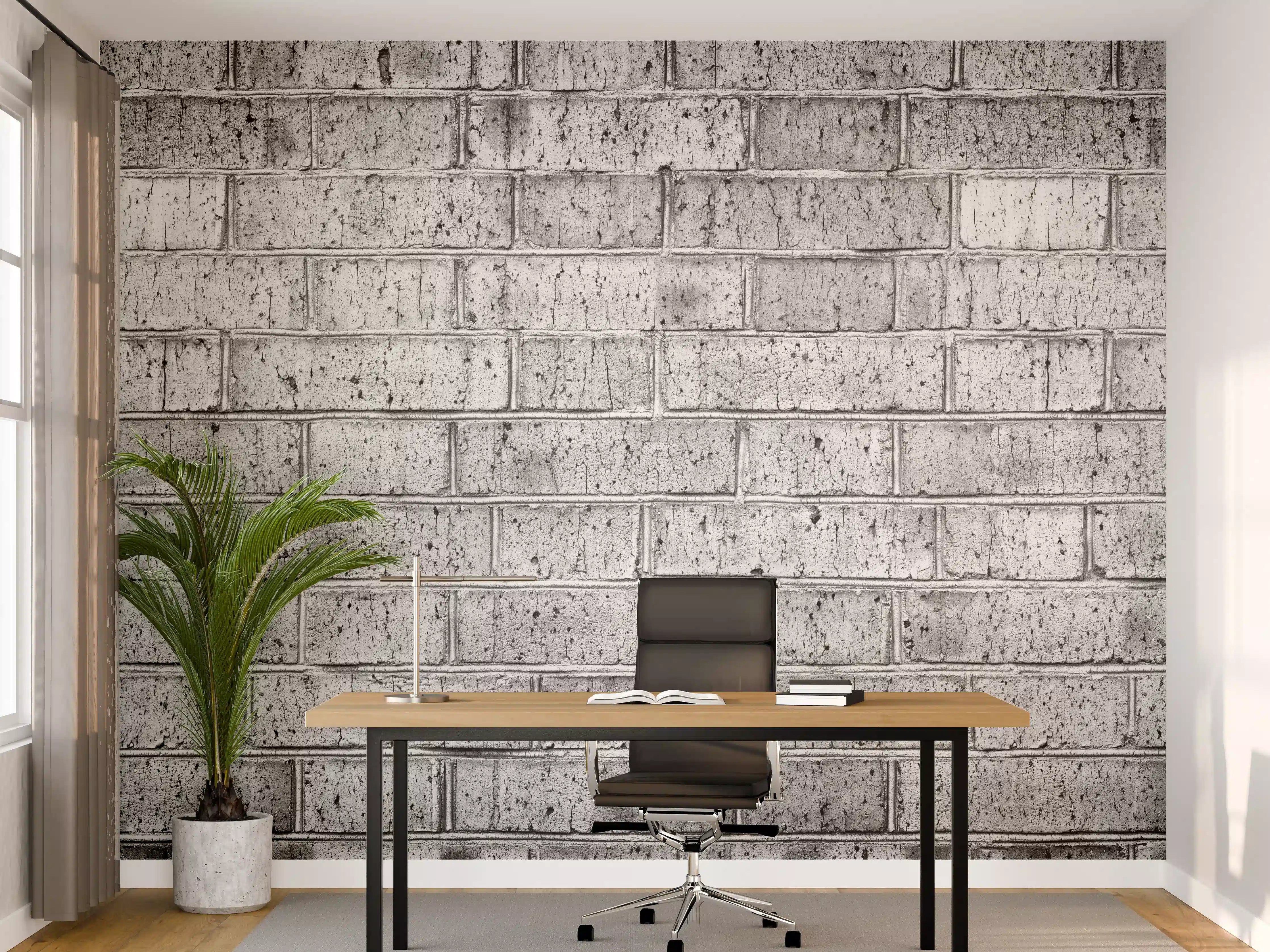 Büro Wandgestaltung - Raues hellgraues Mauerwerk