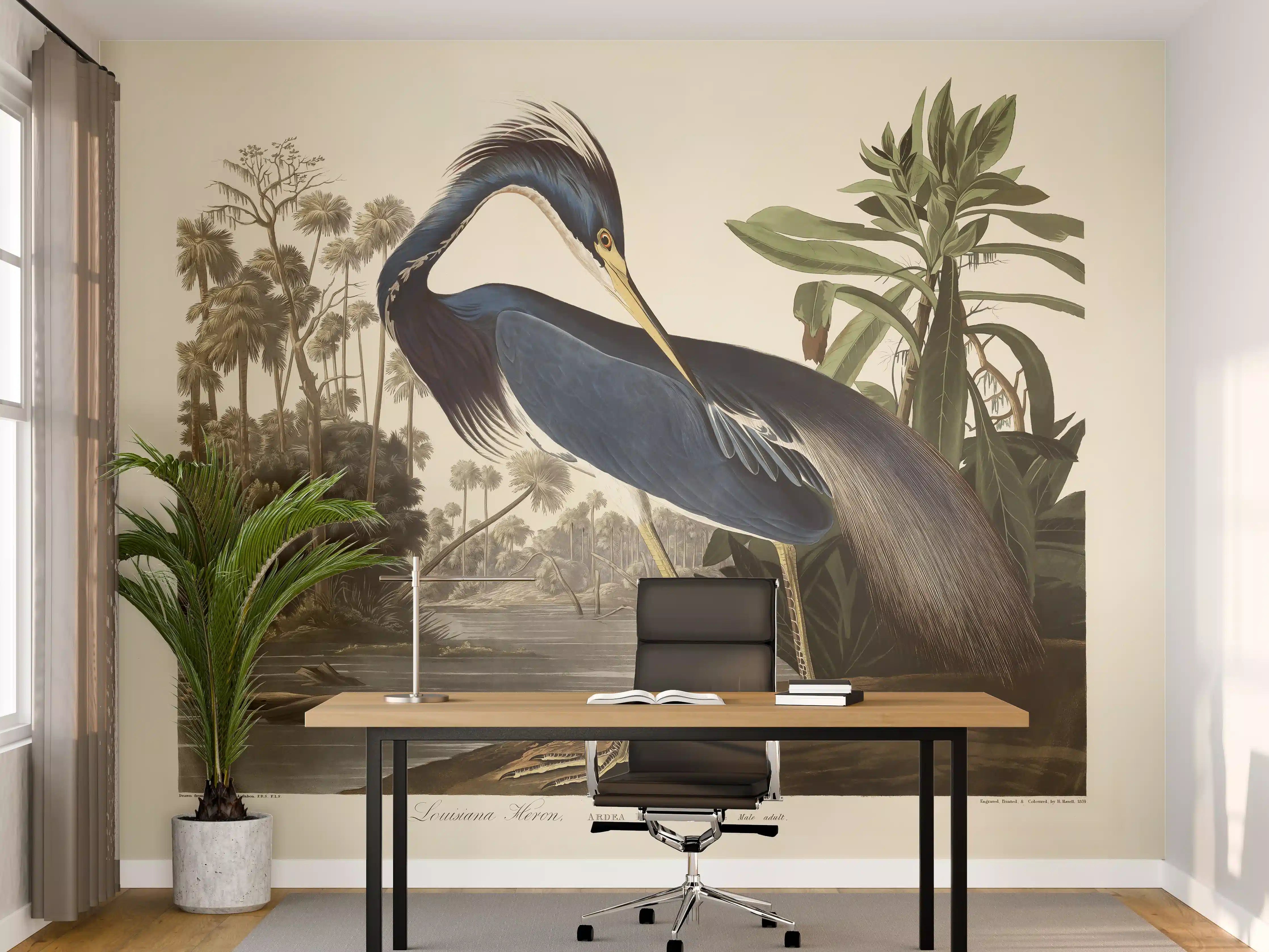 Büro Wandgestaltung - Reiher Portrait - John James Audubon