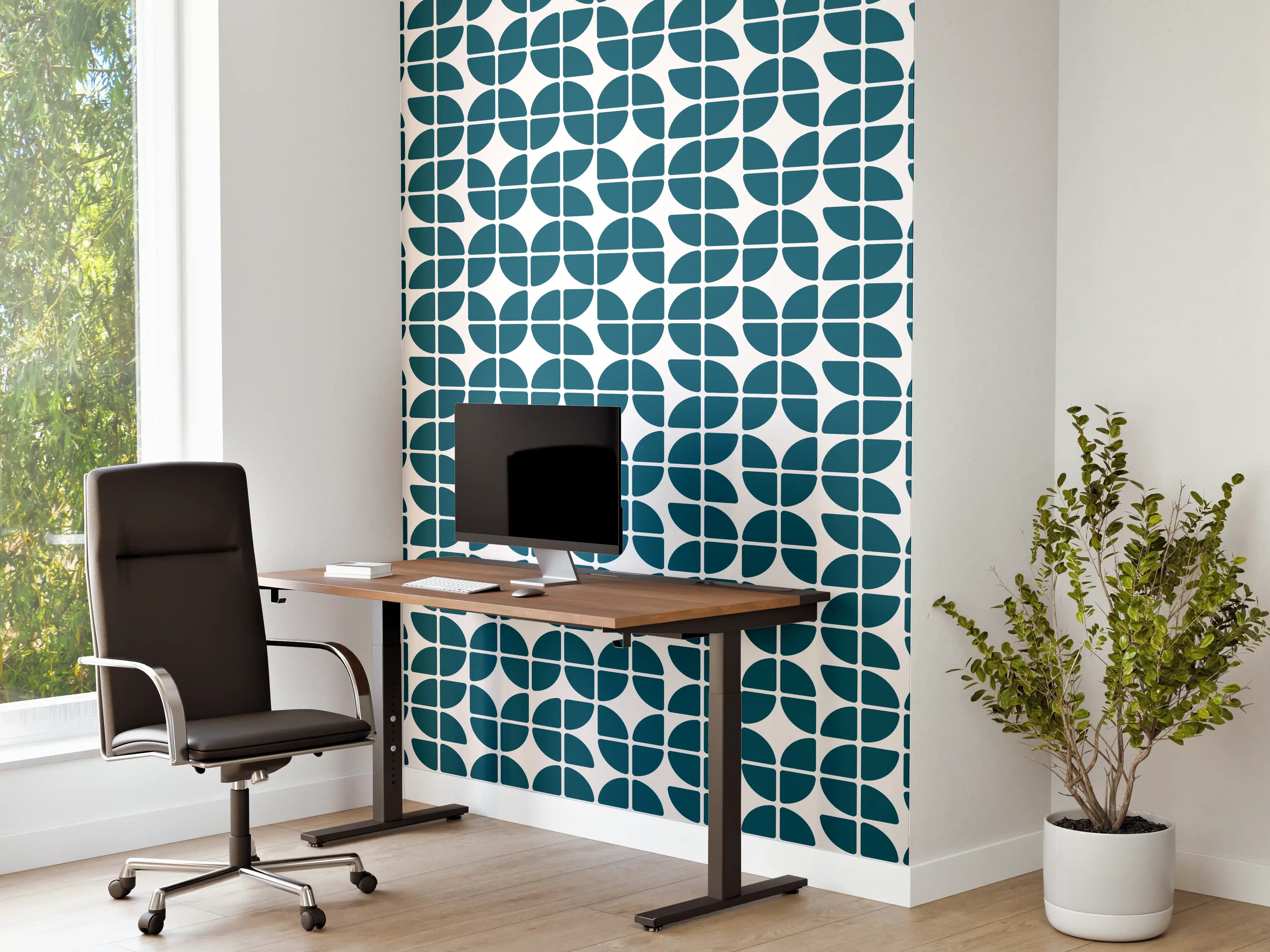 Büro Wandgestaltung - Retro-Blau-Muster