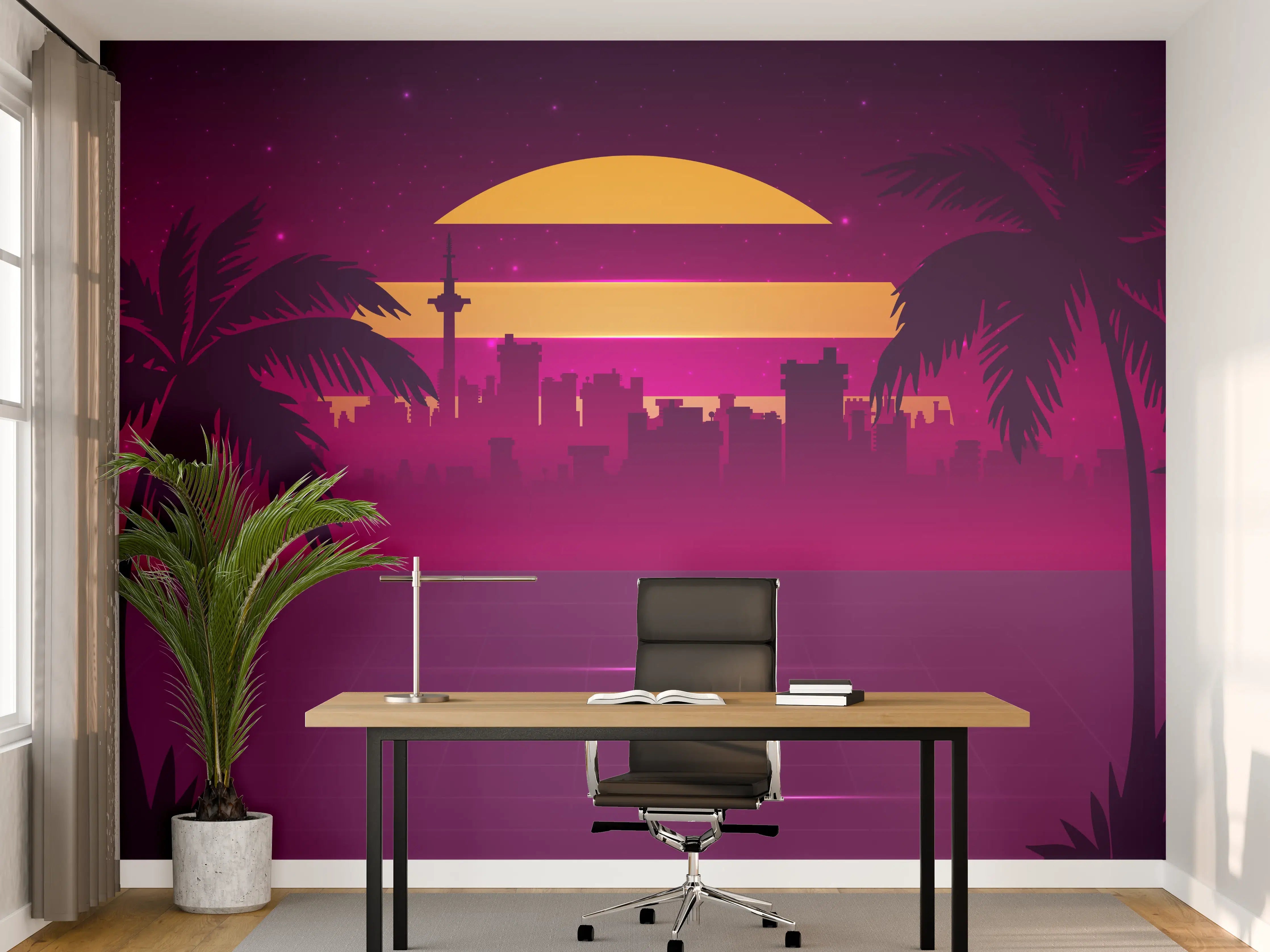 Büro Wandgestaltung - Retro-Future Sonnenuntergang