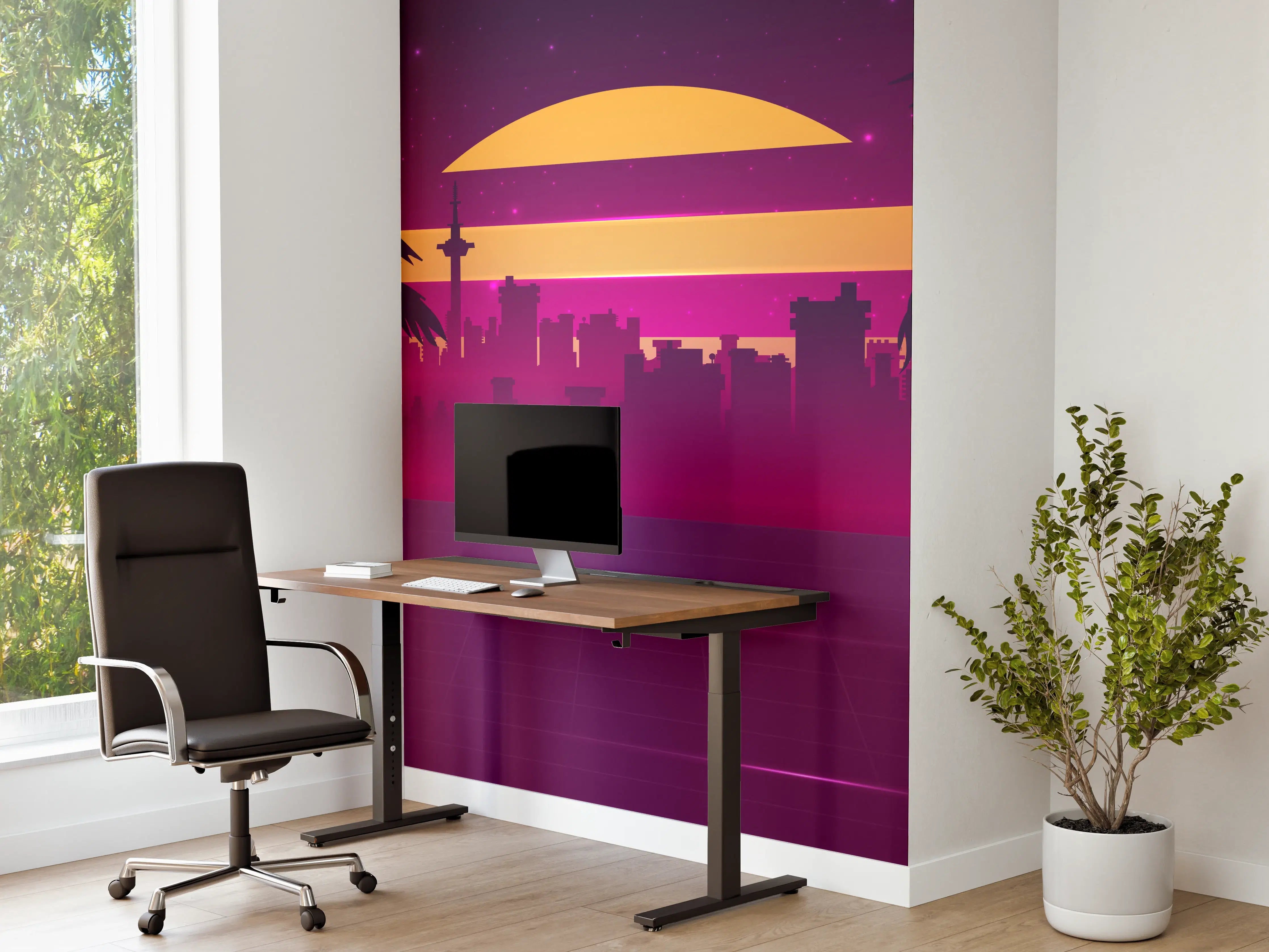Büro Wandgestaltung - Retro-Future Sonnenuntergang