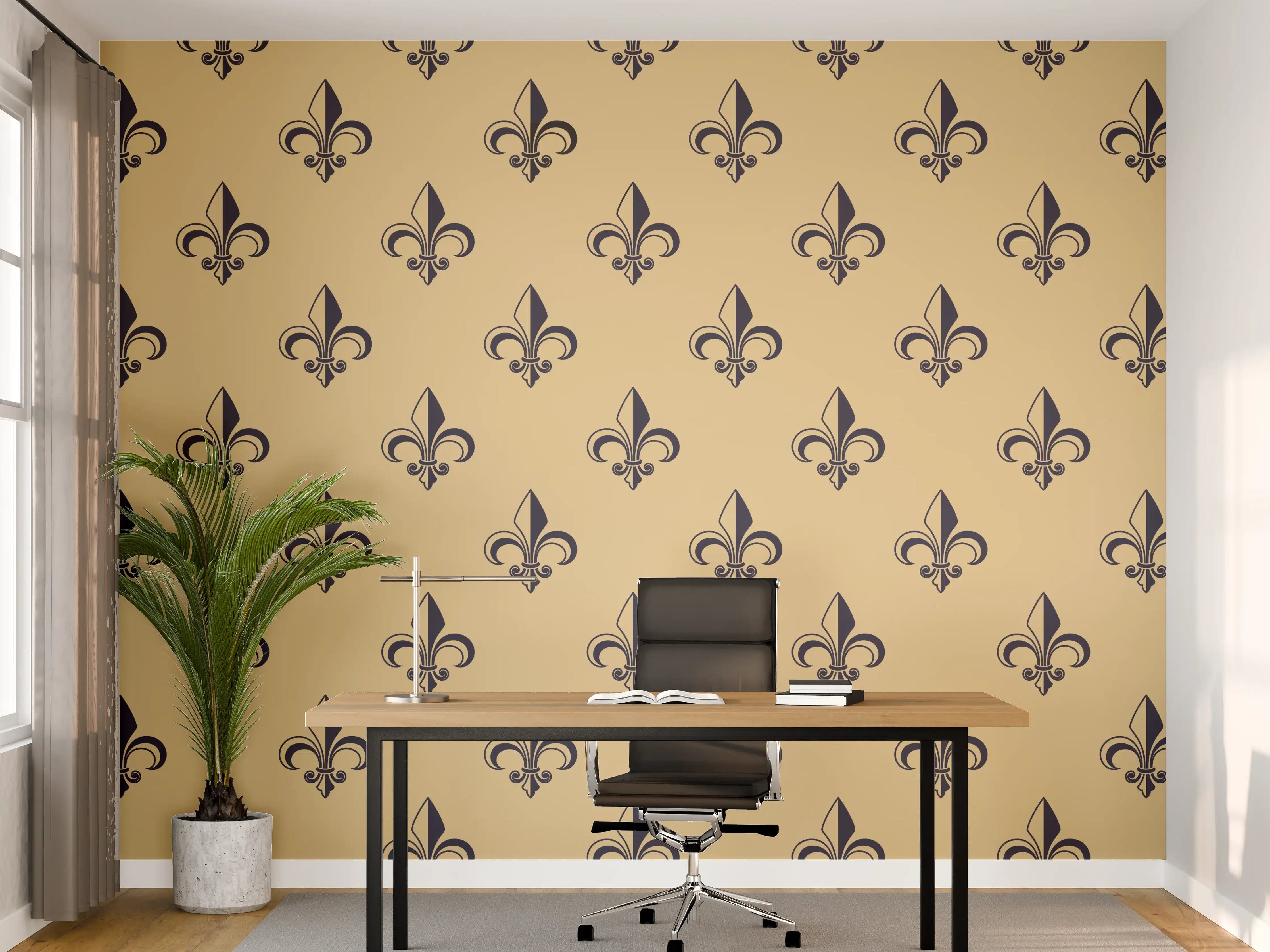 Büro Wandgestaltung - Retro-Muster Gold Braun