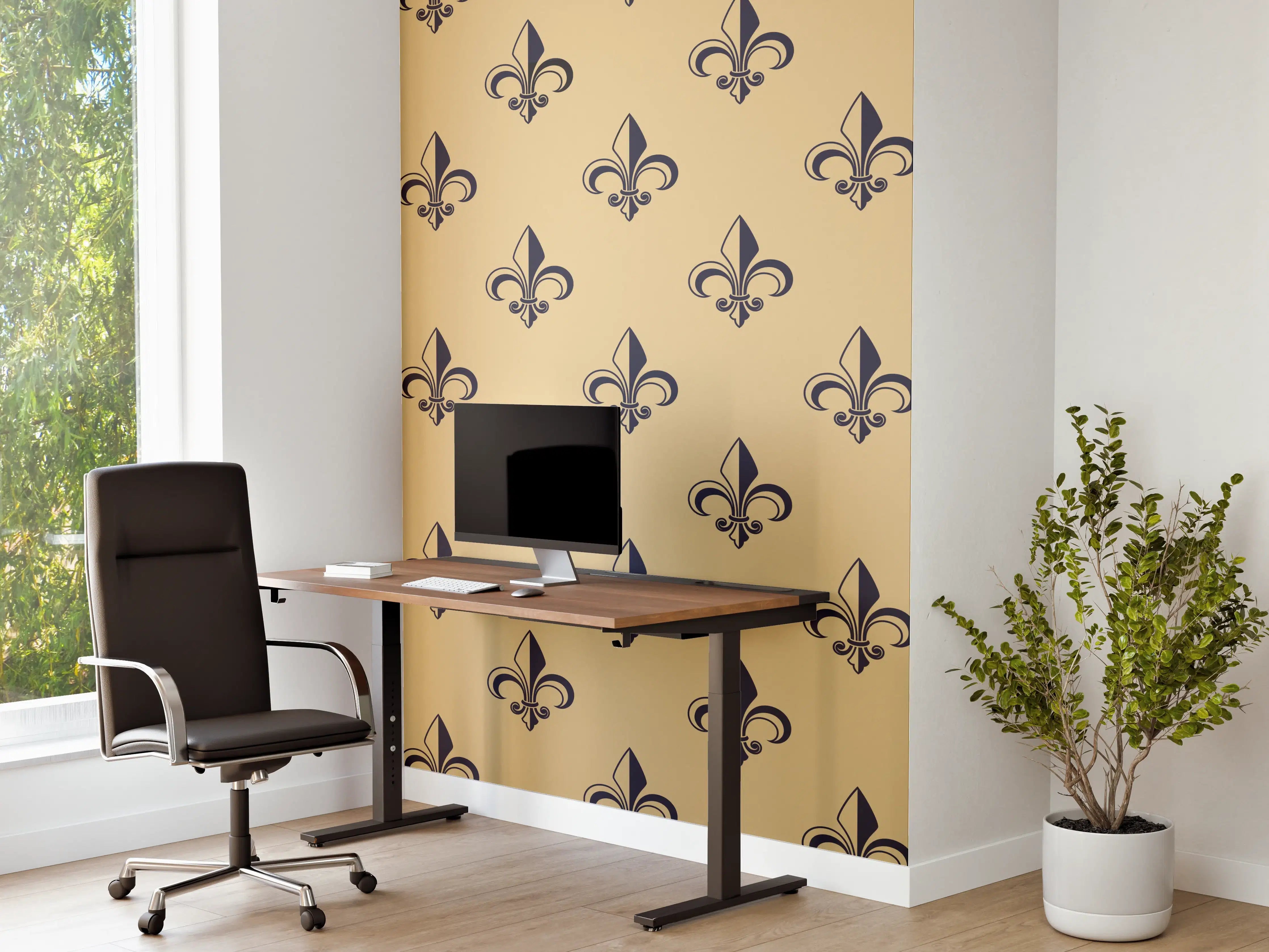 Büro Wandgestaltung - Retro-Muster Gold Braun