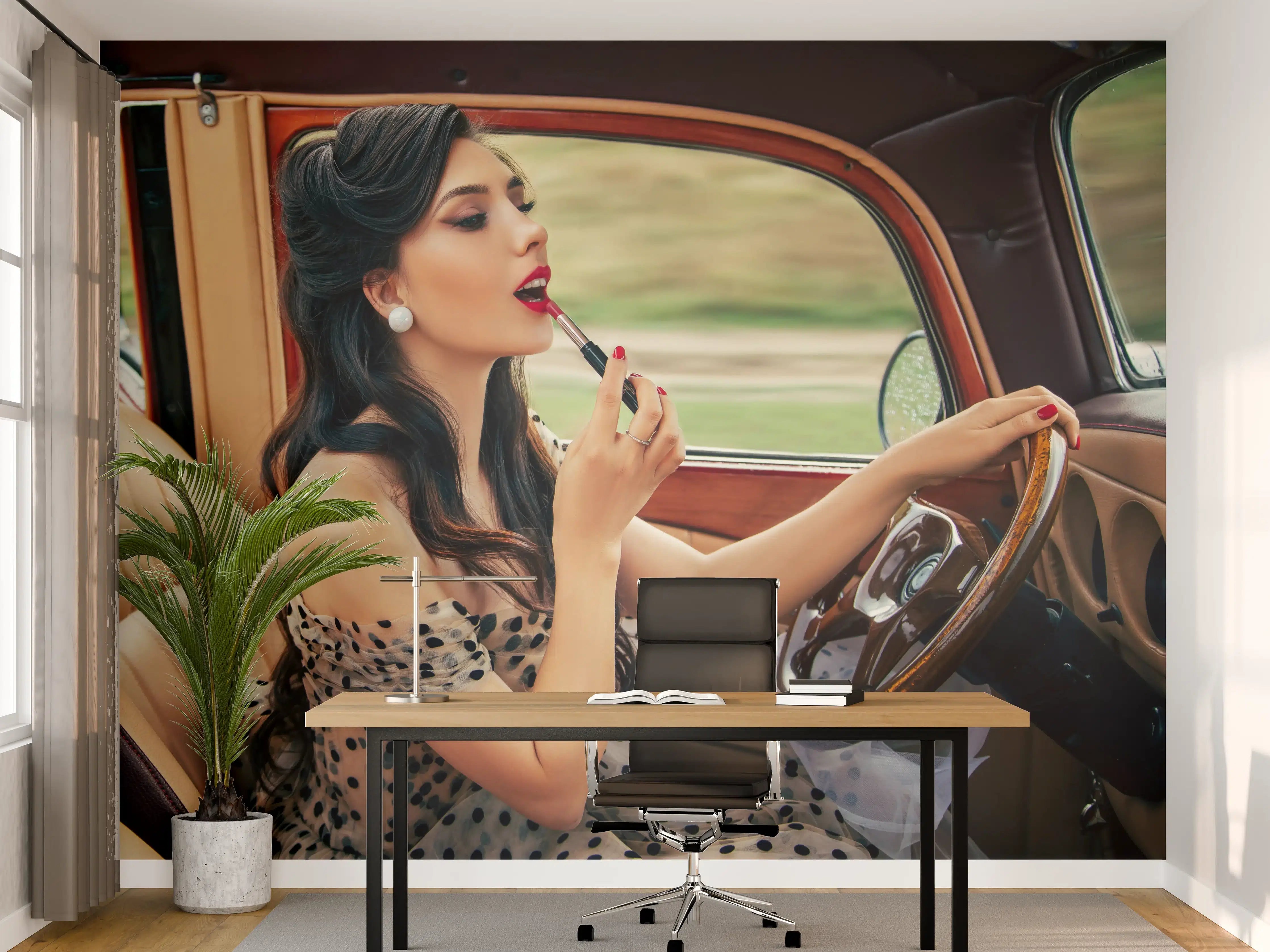 Büro Wandgestaltung - Retro-Pin-Up Auto-Makeup