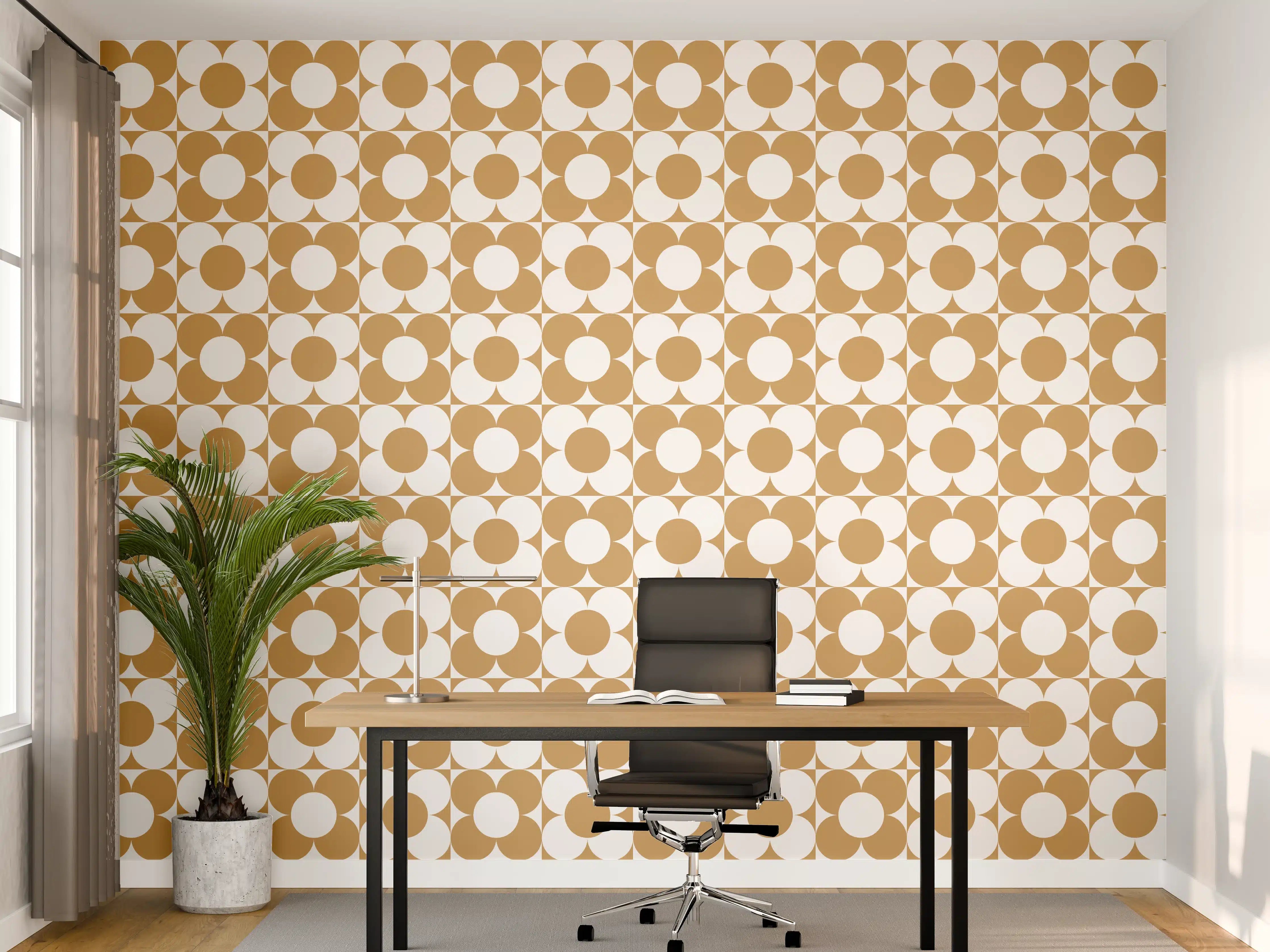 Büro Wandgestaltung - Retro Primelava in Cremeweiß mit Grau-Nuancen