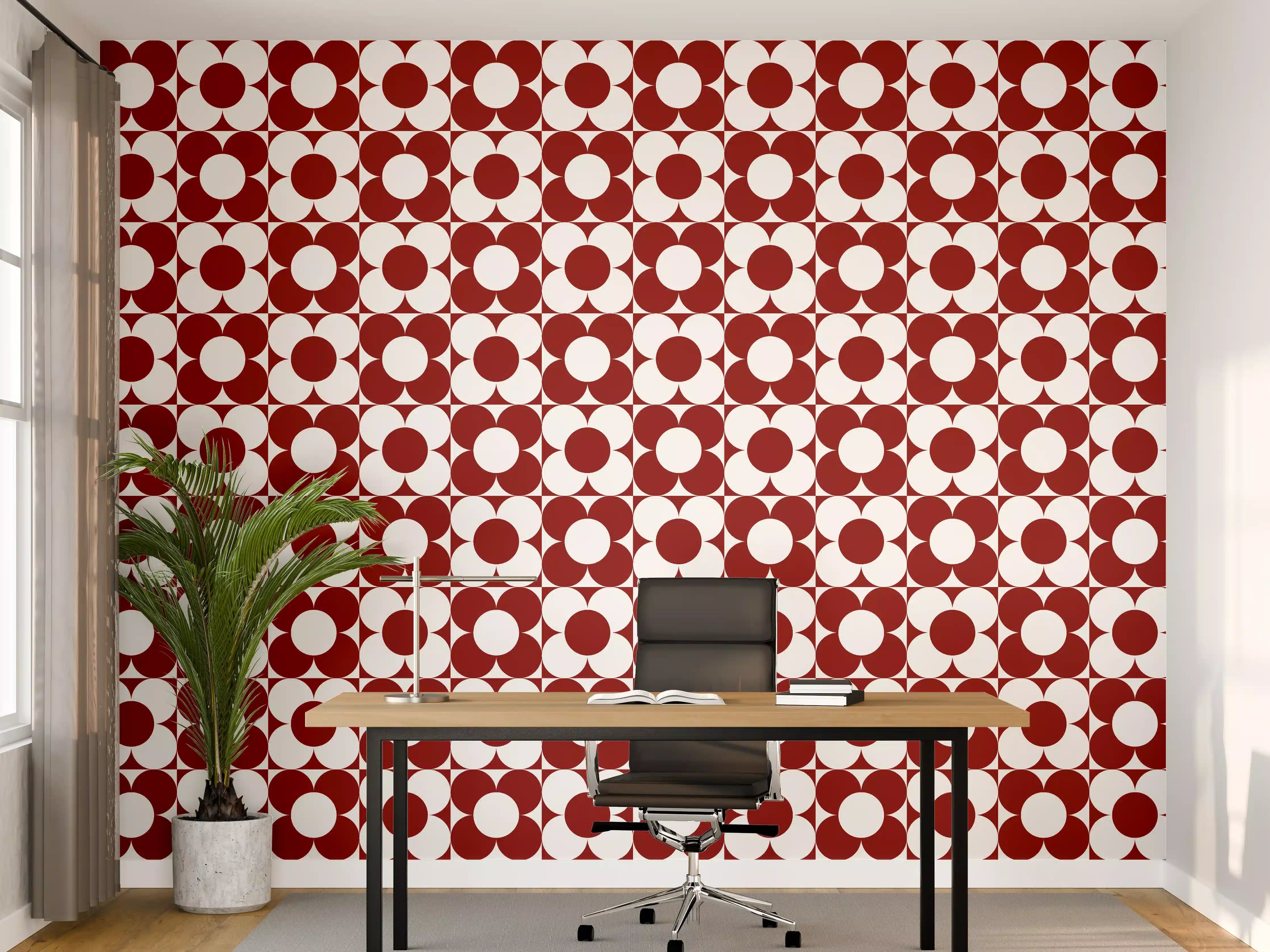 Büro Wandgestaltung - Retro Primelavor Granata mit zarten Graunuancen