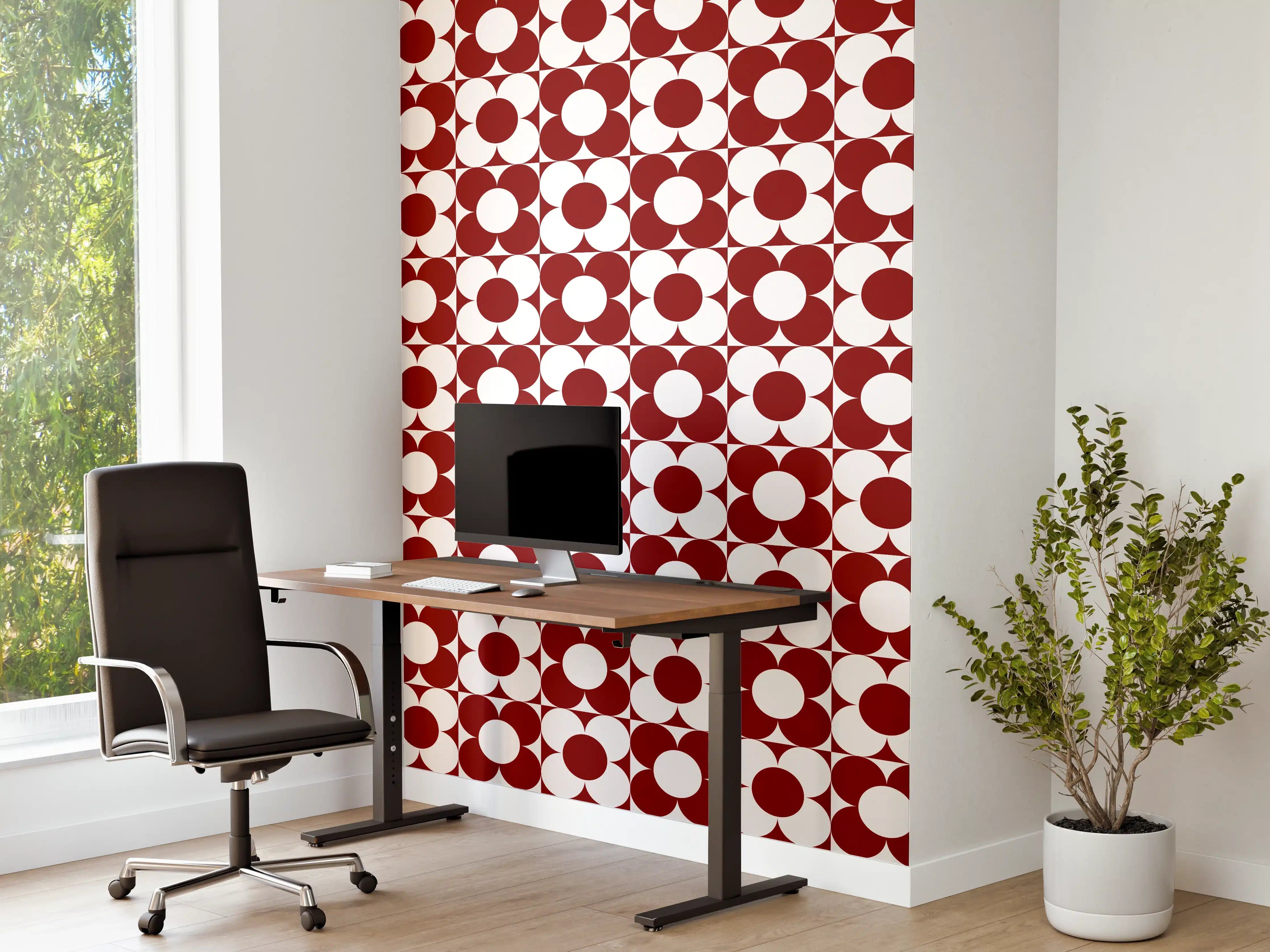 Büro Wandgestaltung - Retro Primelavor Granata mit zarten Graunuancen
