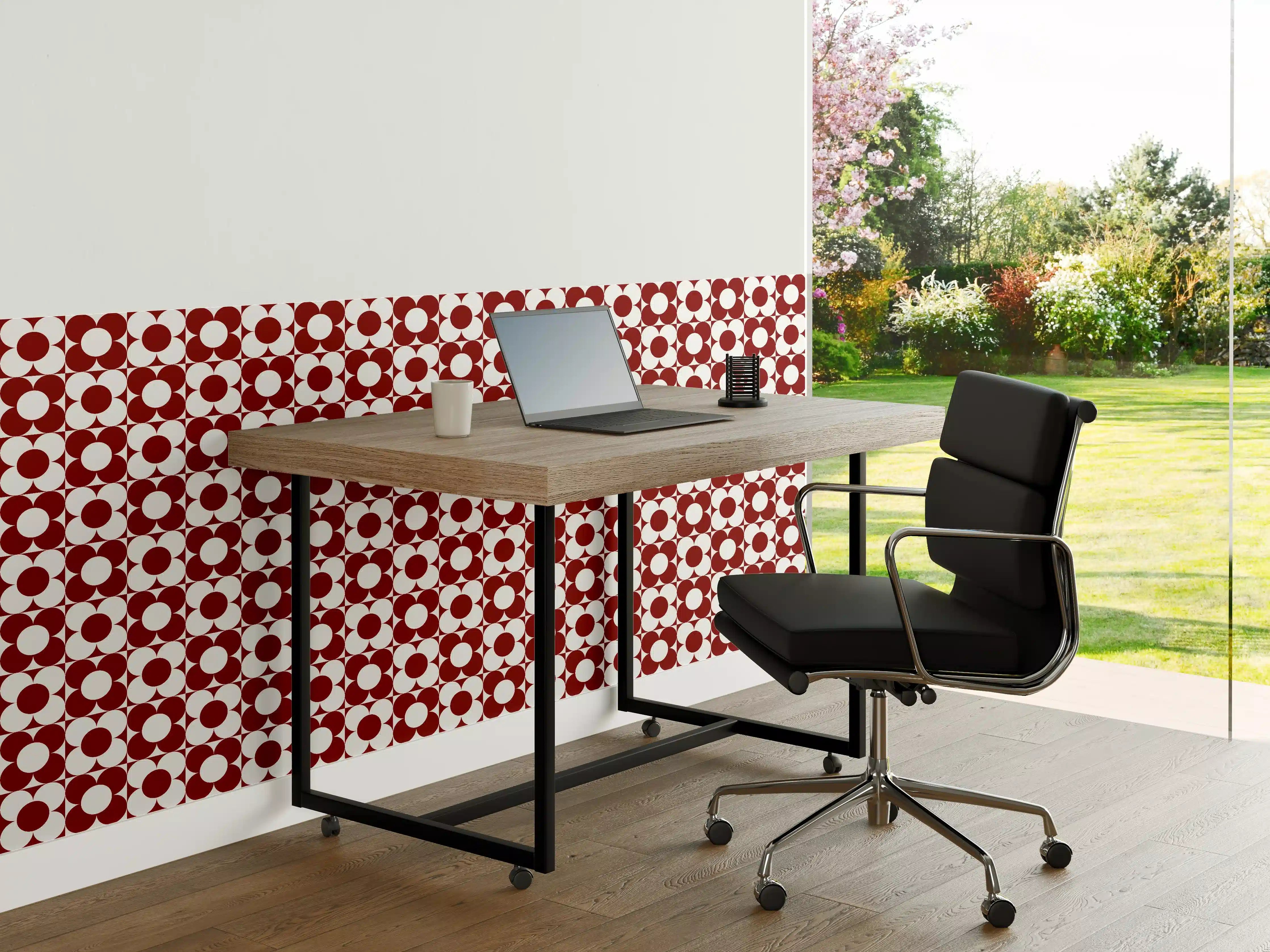 Büro Wandgestaltung - Retro Primelavor Granata mit zarten Graunuancen