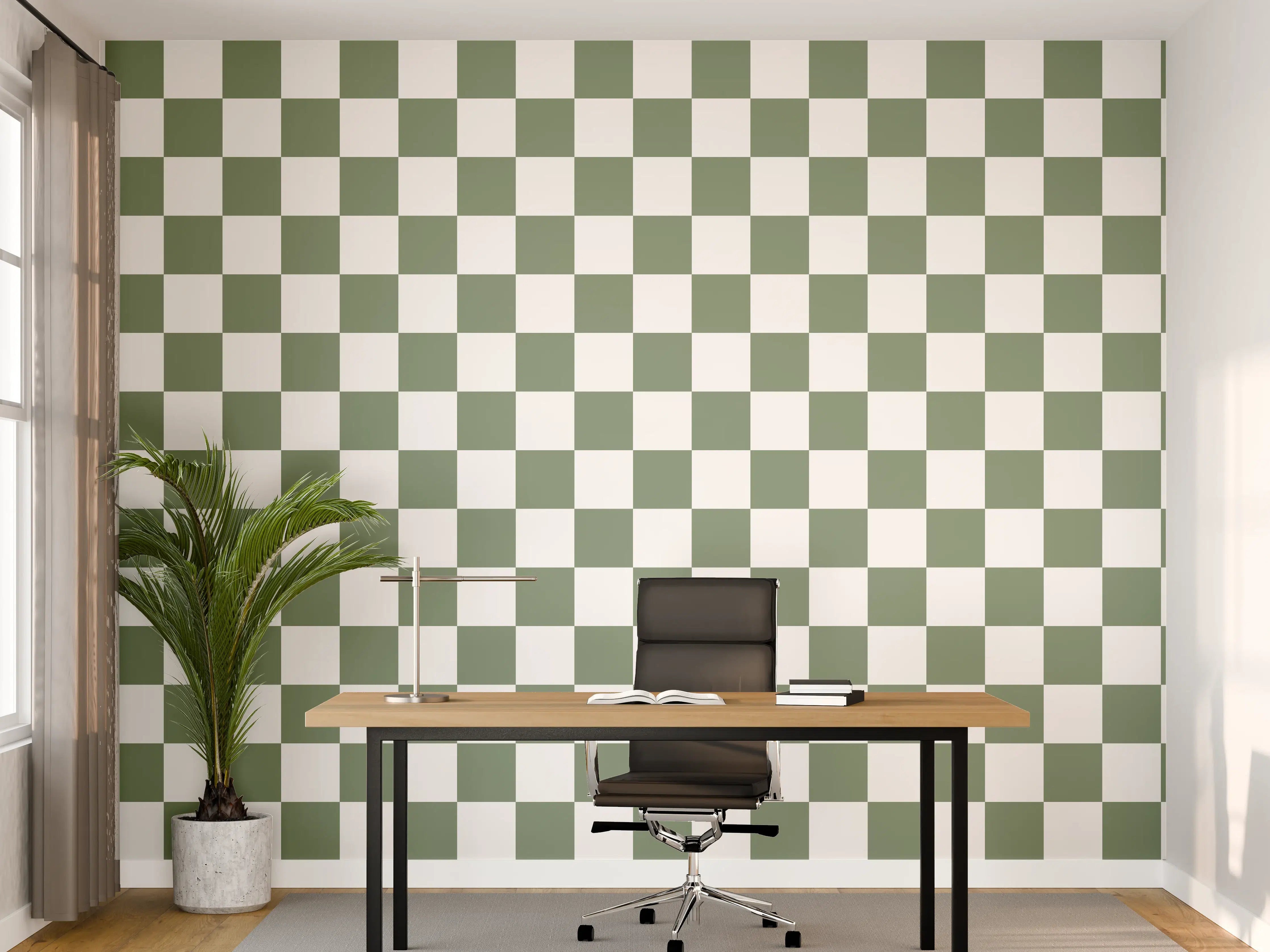Büro Wandgestaltung - Retro-Scacco-Oliva-Effekt