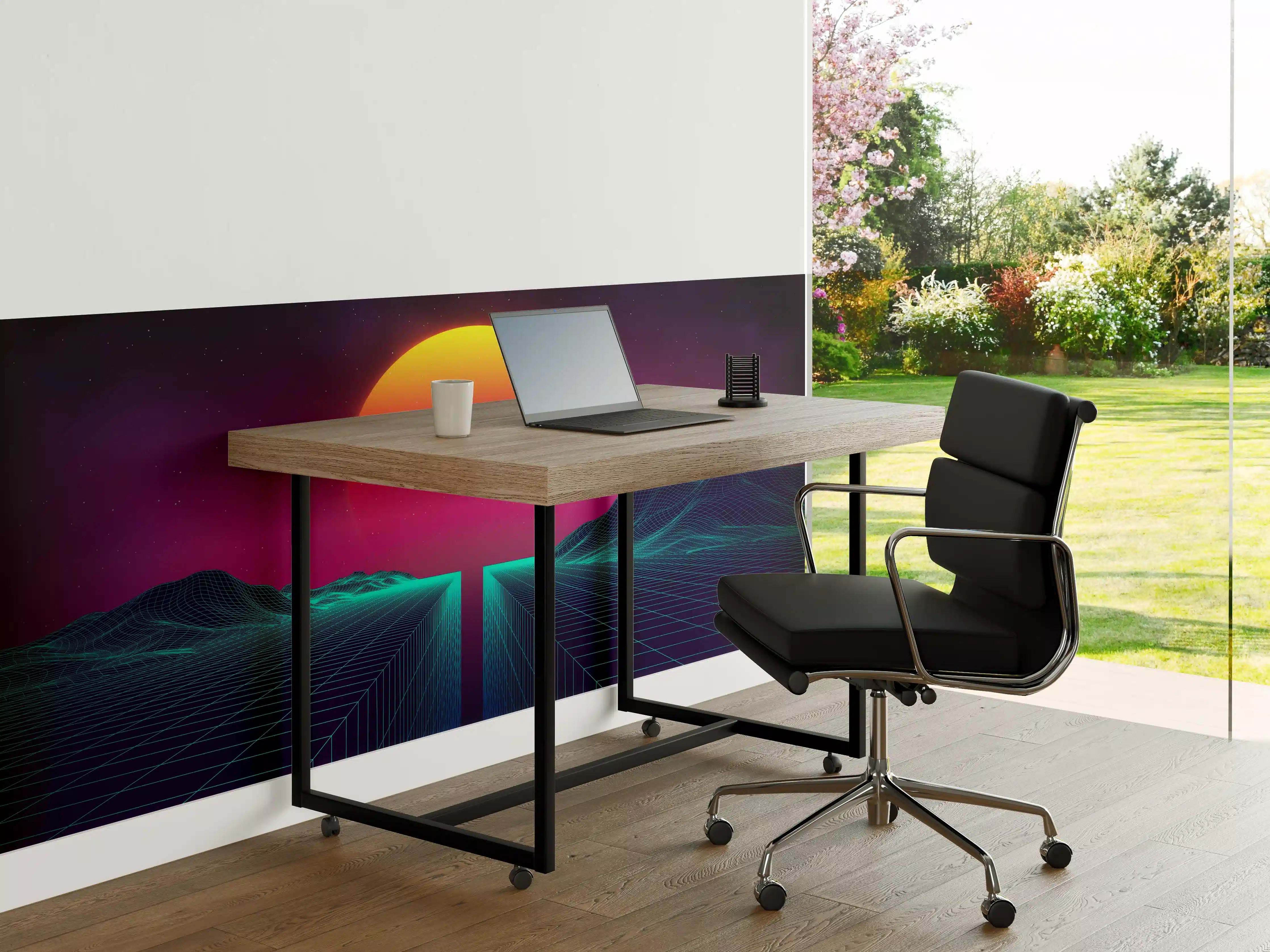Büro Wandgestaltung - Retro Sci-Fi Cyber-Landschaft