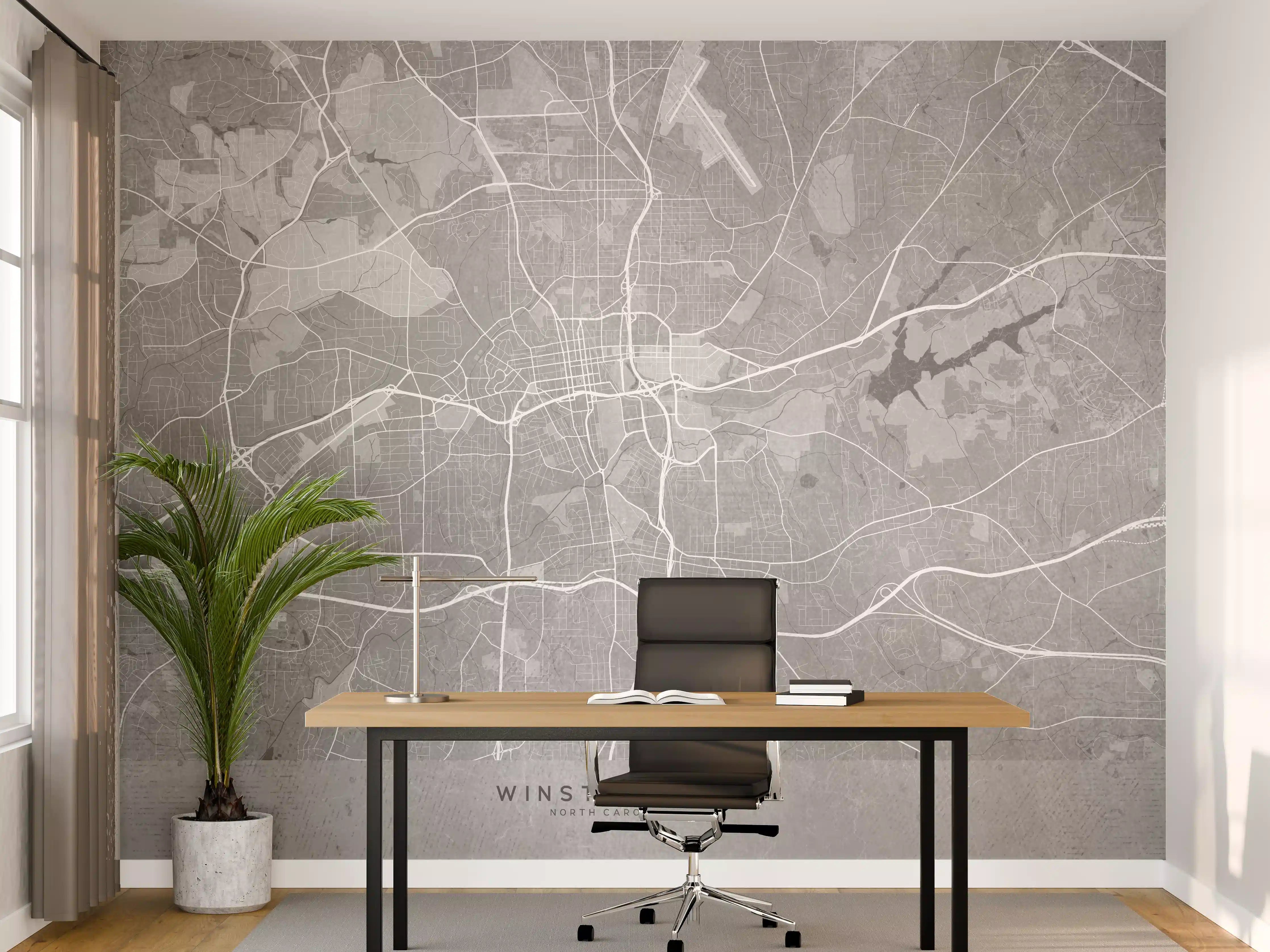 Büro Wandgestaltung - Retro-Stil Winston Salem Karte