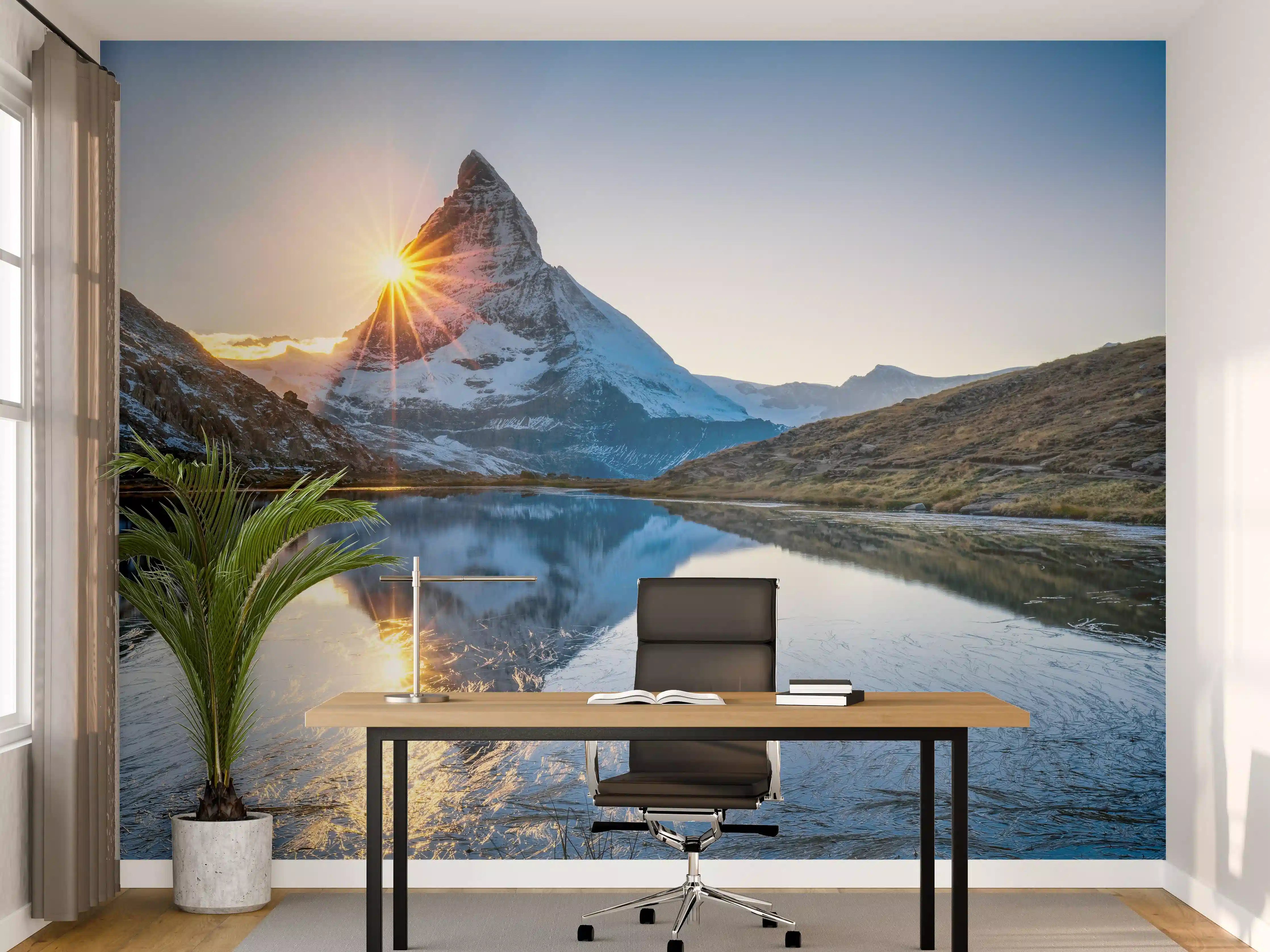 Büro Wandgestaltung - Riffelsee und Matterhorn in den Alpen