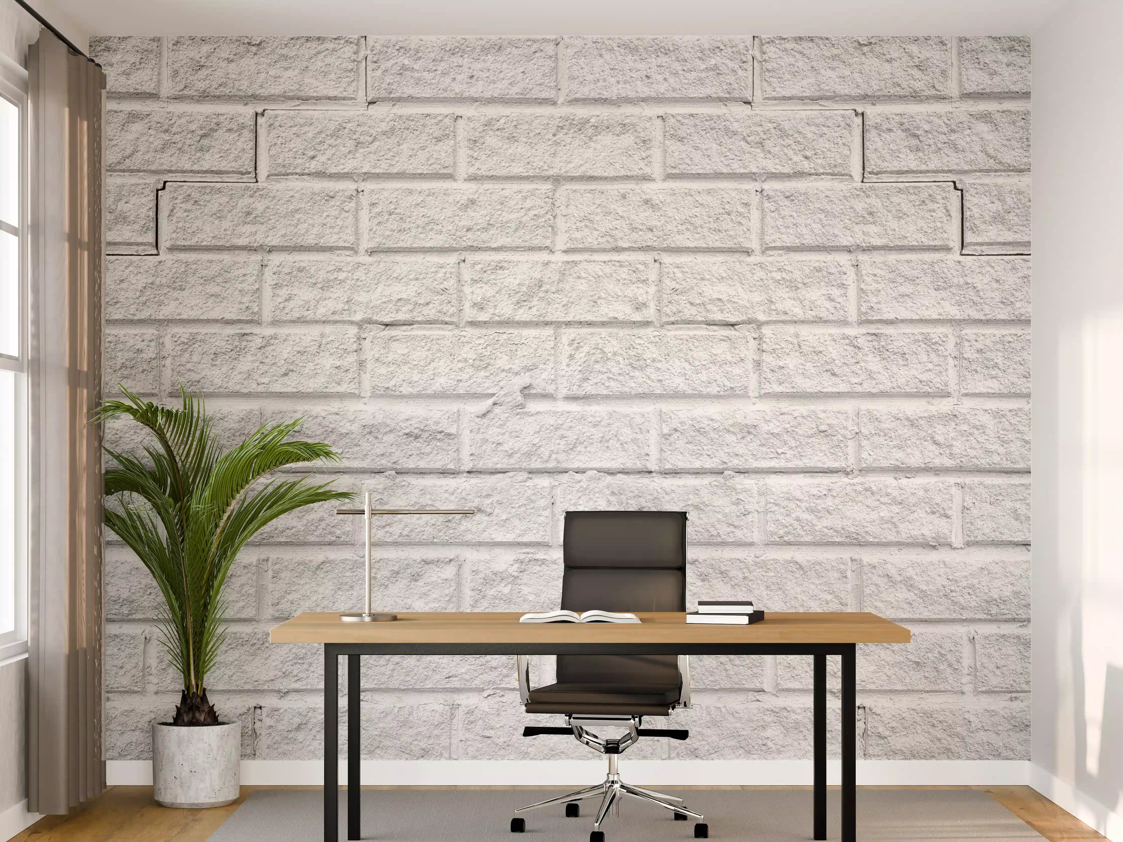Büro Wandgestaltung - Rissige weiße Ziegelwand 