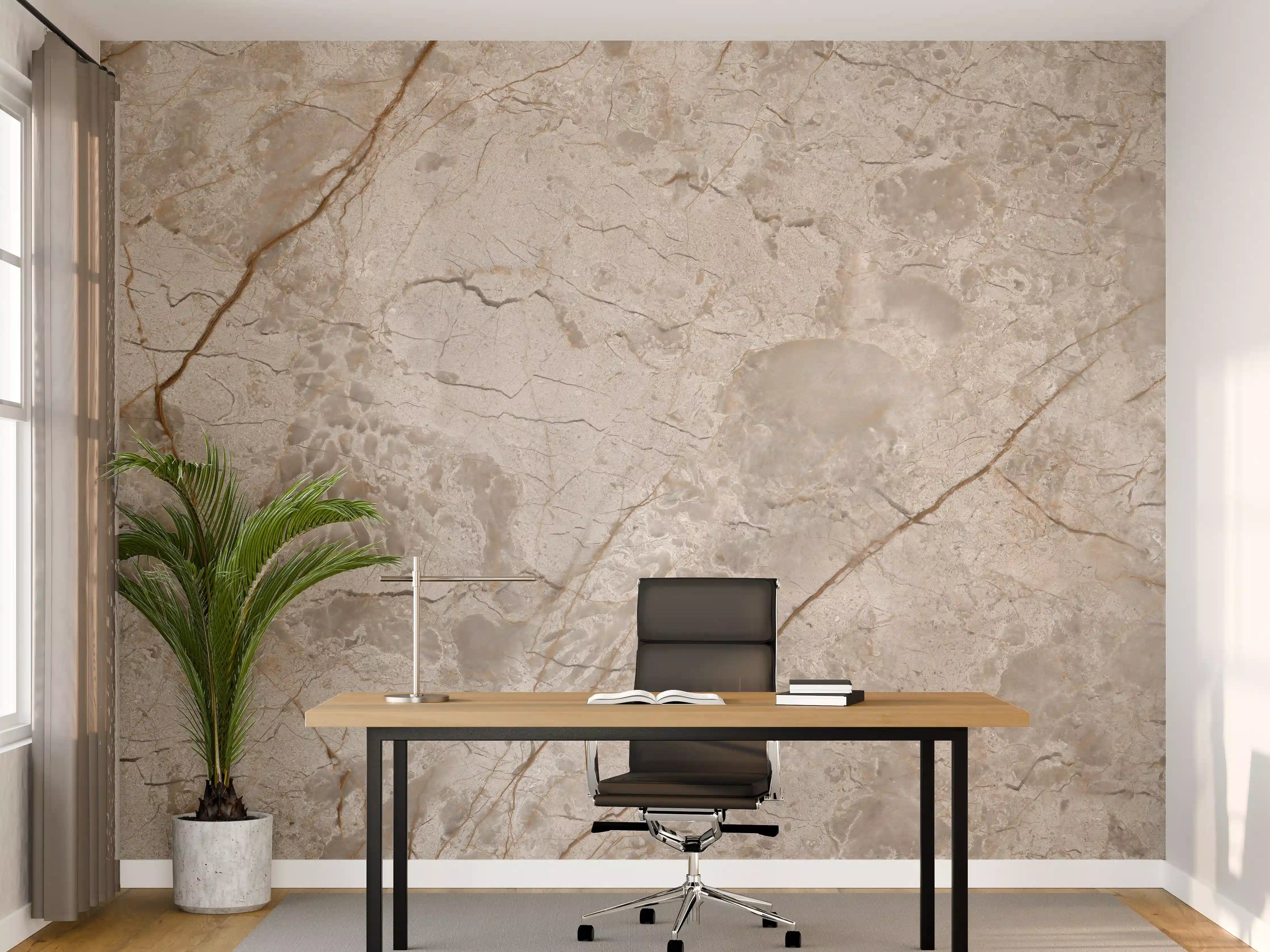 Büro Wandgestaltung - Rissiger beiger Marmor
