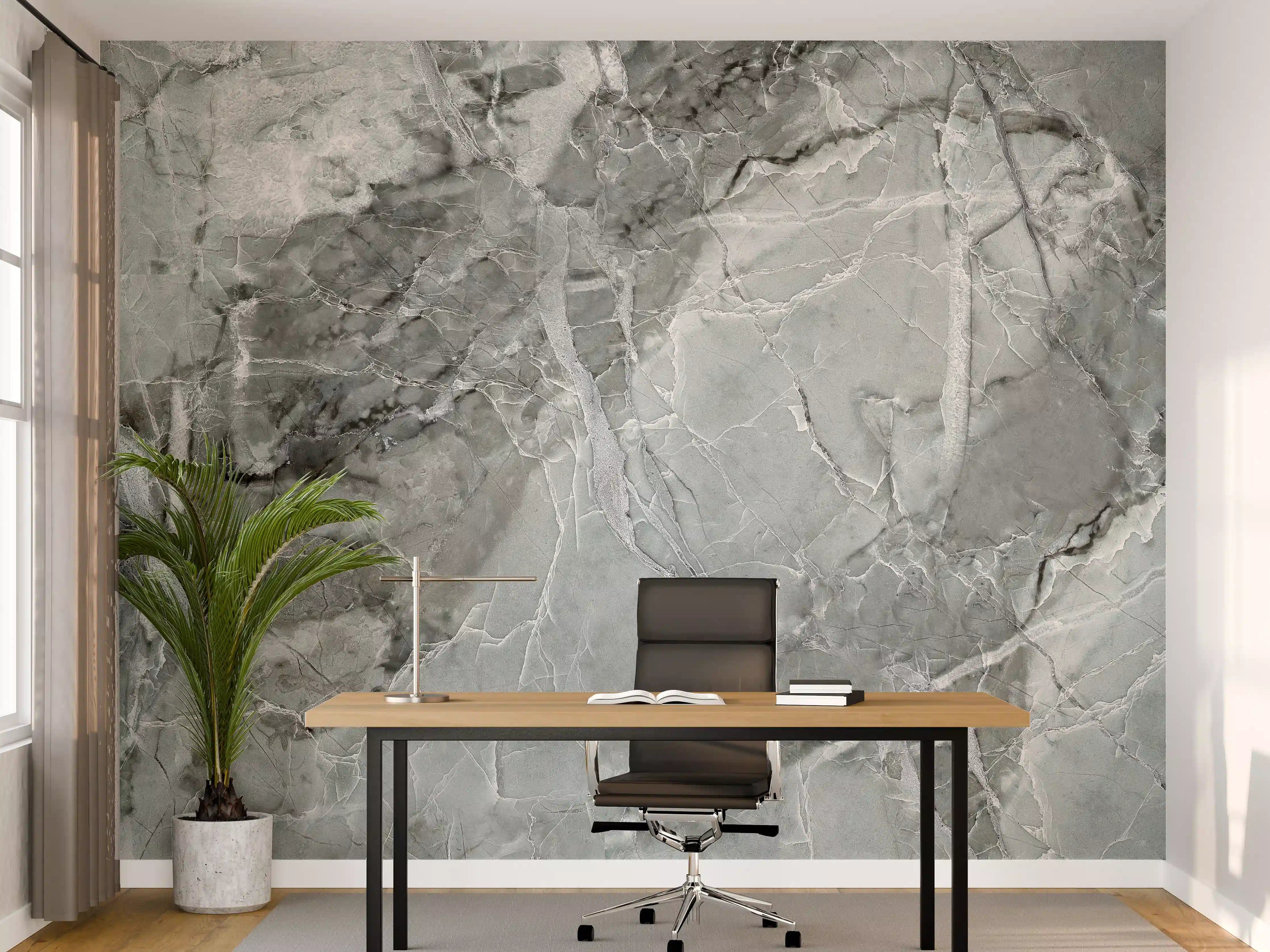Büro Wandgestaltung - Rissiger gräulicher Marmor 