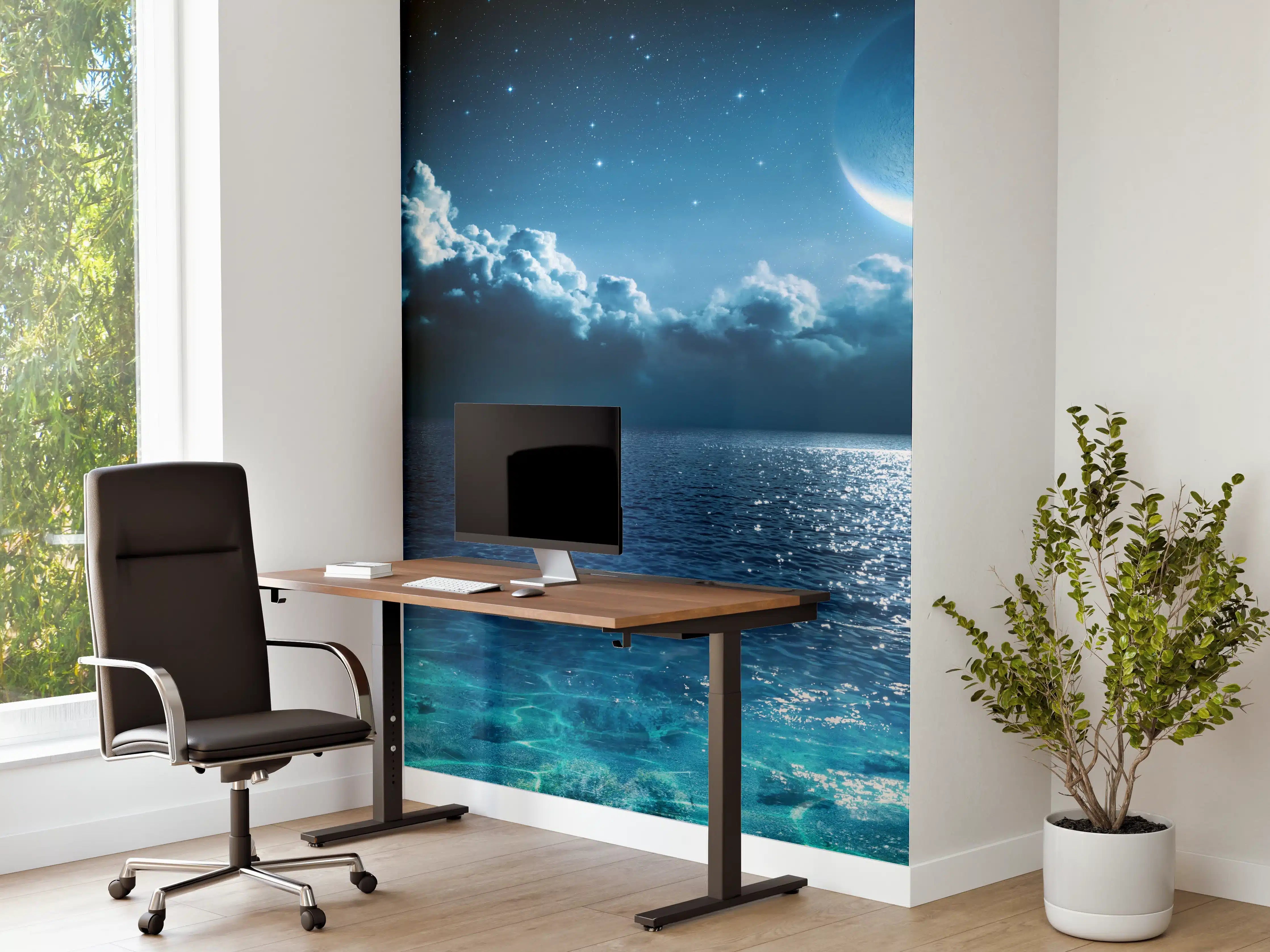 Büro Wandgestaltung - Romantischer Mond - magische Nacht