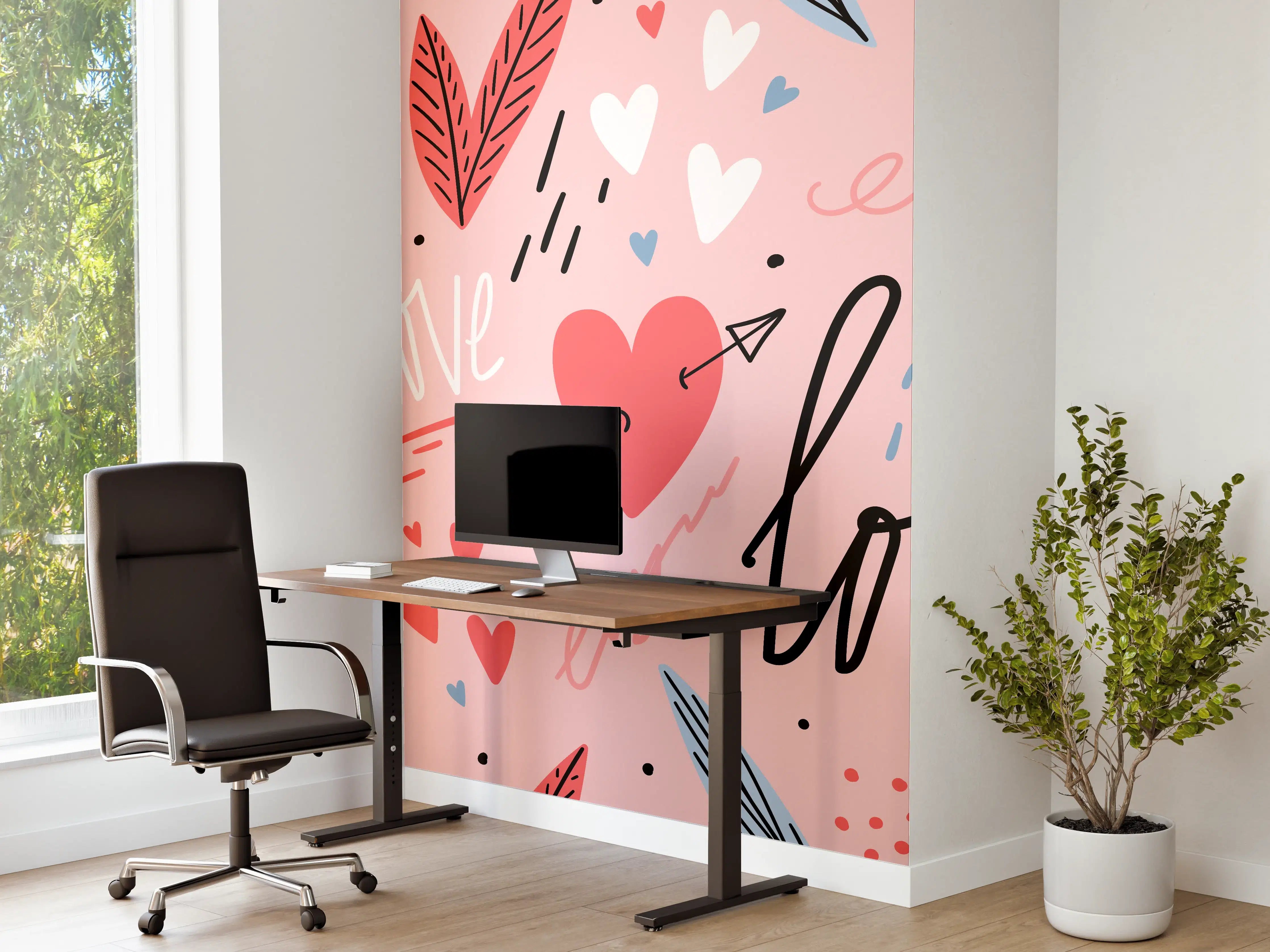 Büro Wandgestaltung - Romantisches Liebe Herz Muster