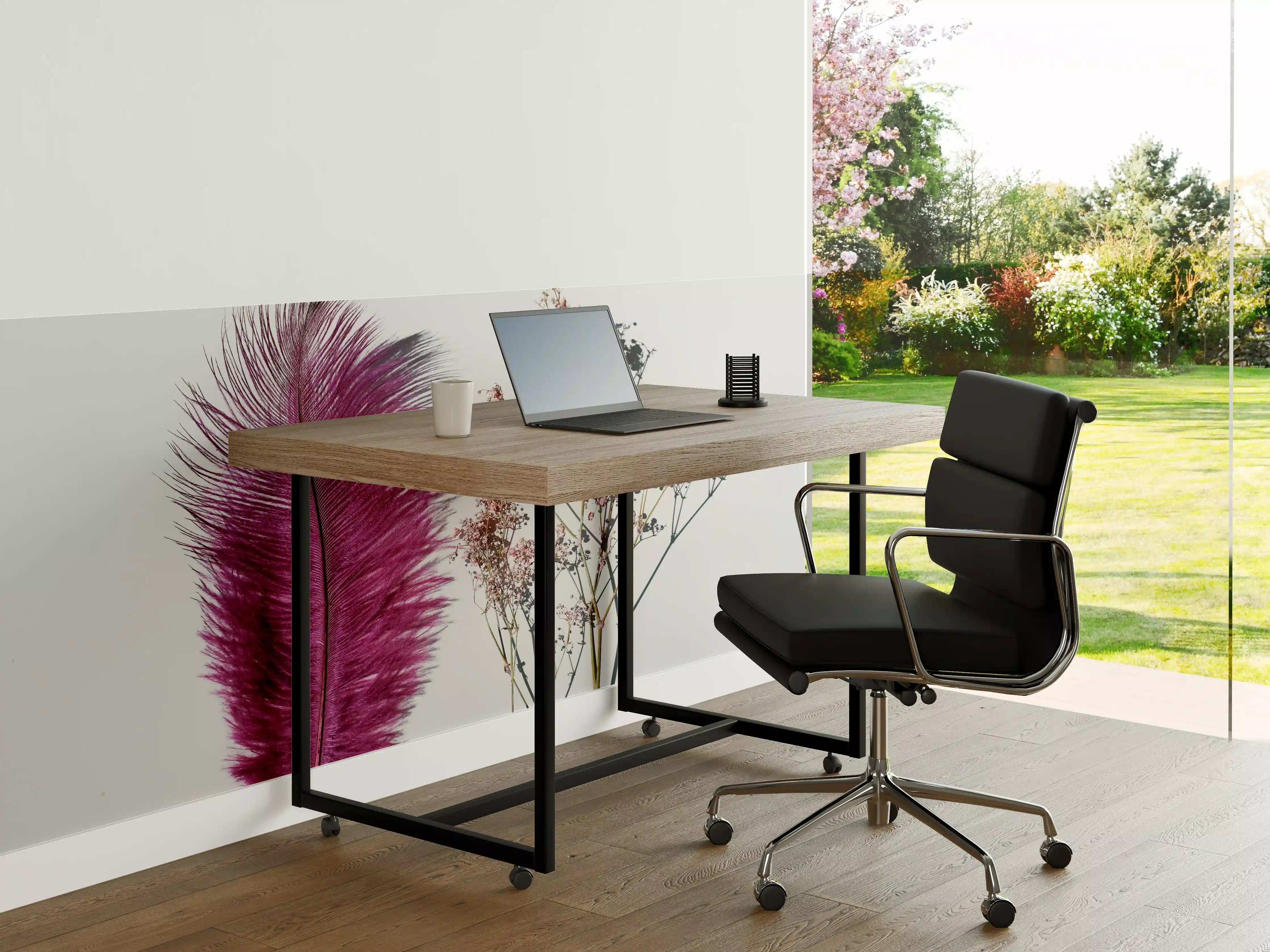 Büro Wandgestaltung - Rosa Feder und Trockenblumen 