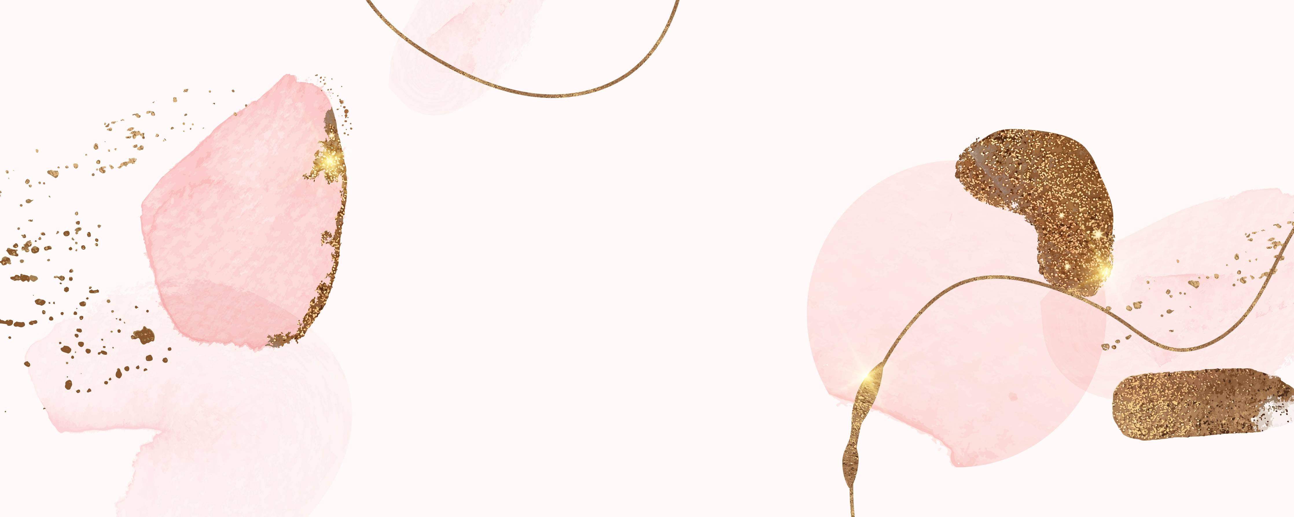Büro Wandgestaltung-Rosa Gold Akzent Aquarell