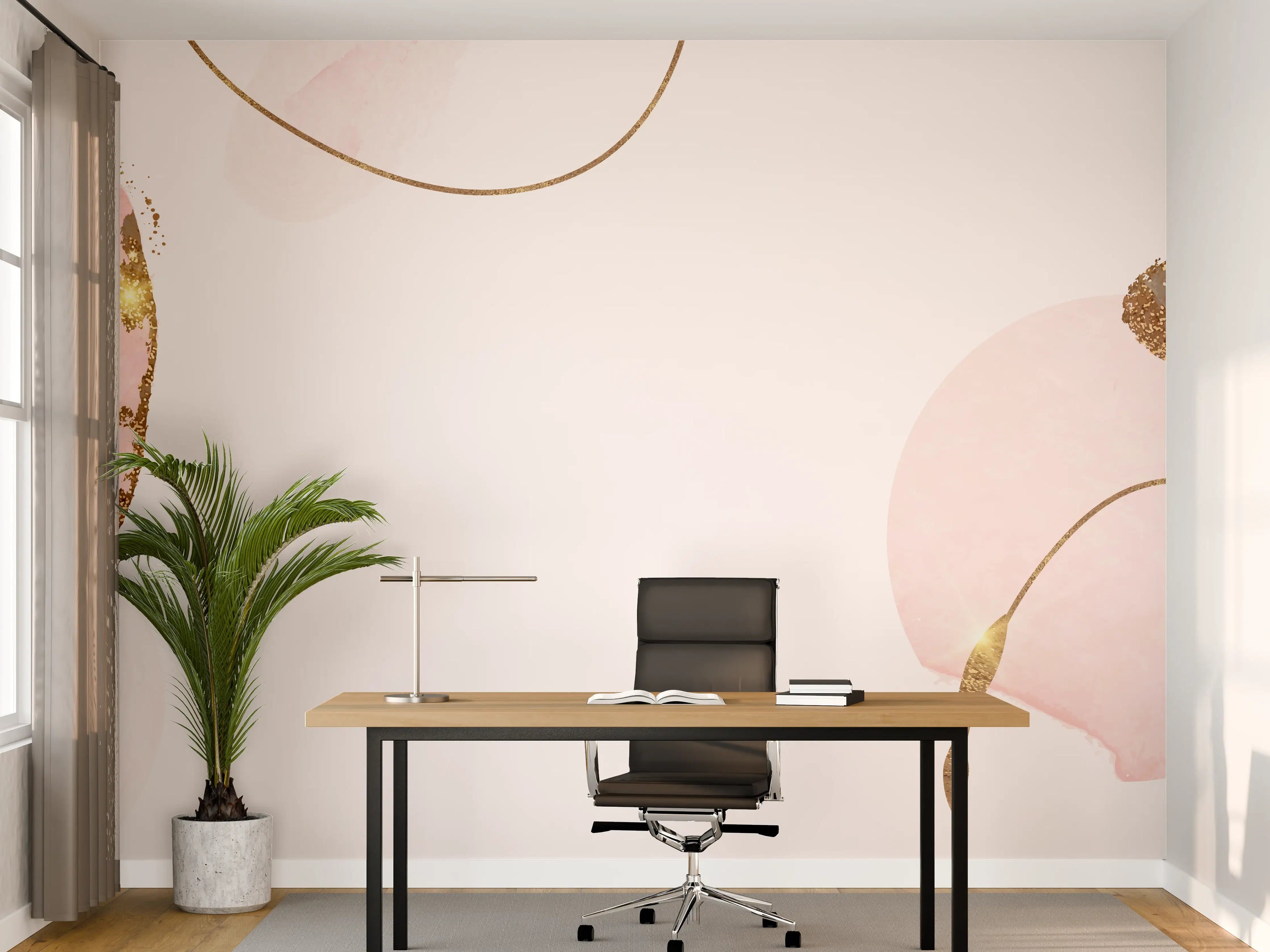 Büro Wandgestaltung - Rosa Gold Akzent Muster