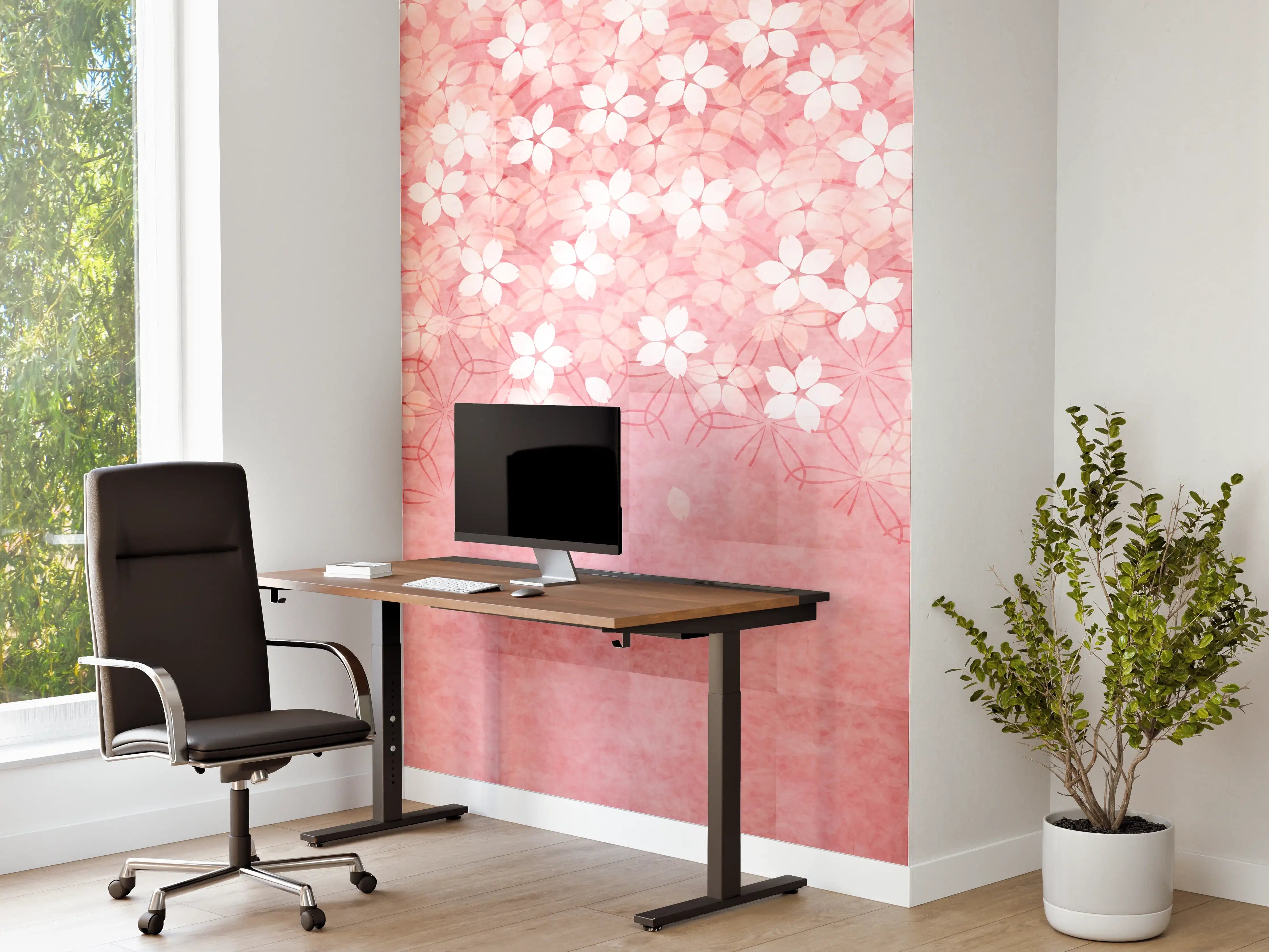 Büro Wandgestaltung - Rosa Kirschblüten Muster