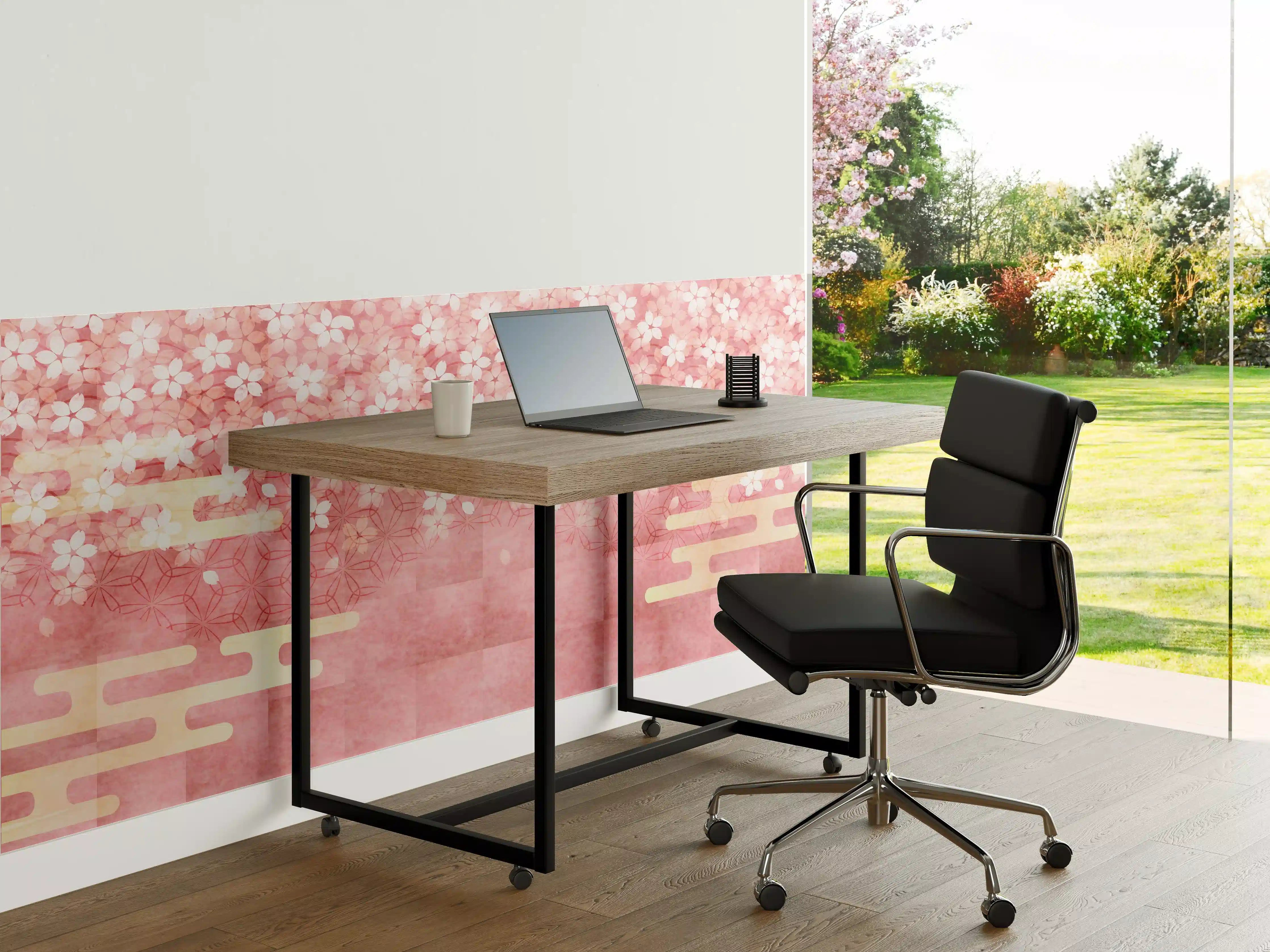 Büro Wandgestaltung - Rosa Kirschblüten Muster